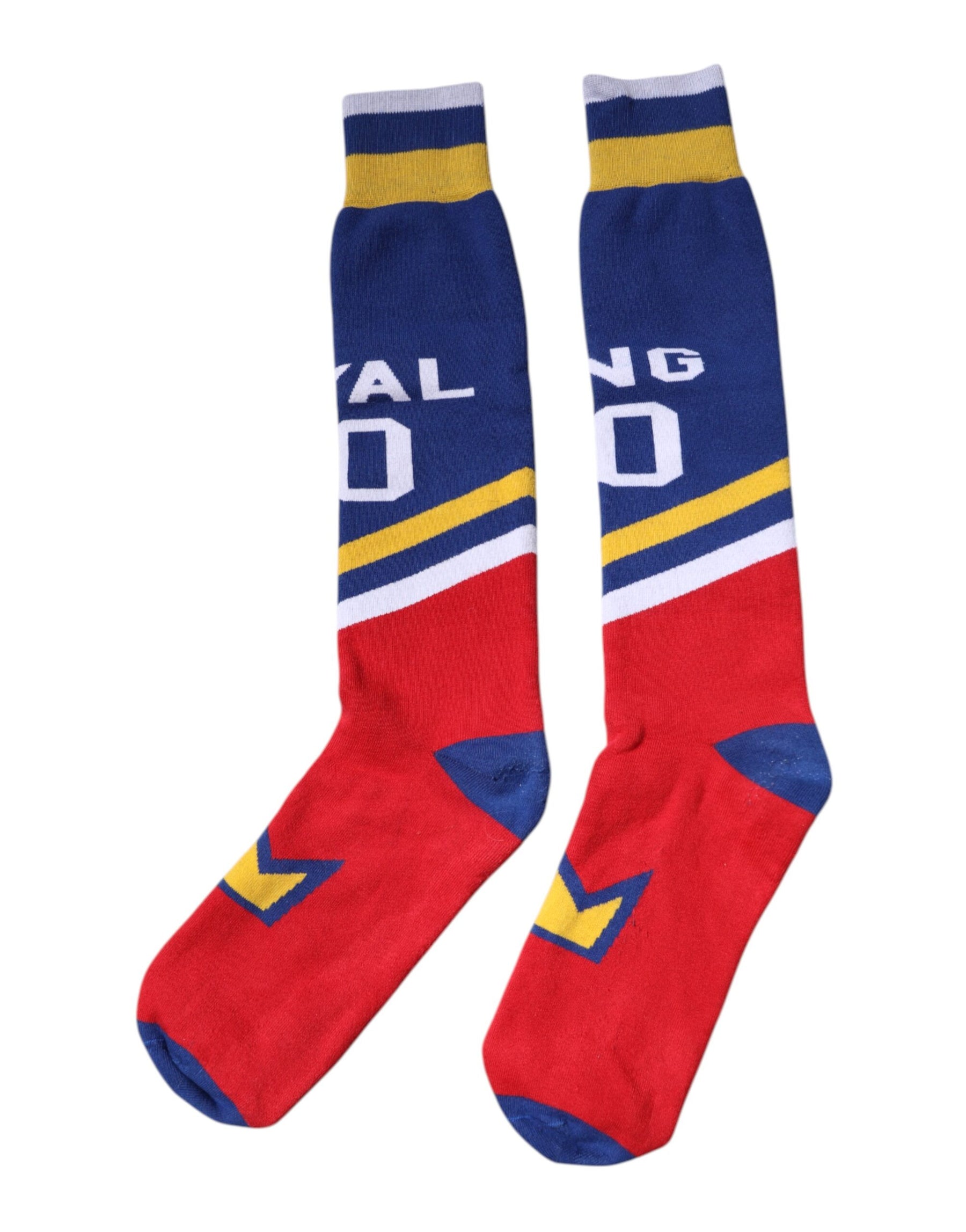 Dolce & Gabbana Multicolor Printed Cotton Over Calf Socks | Regal Royce