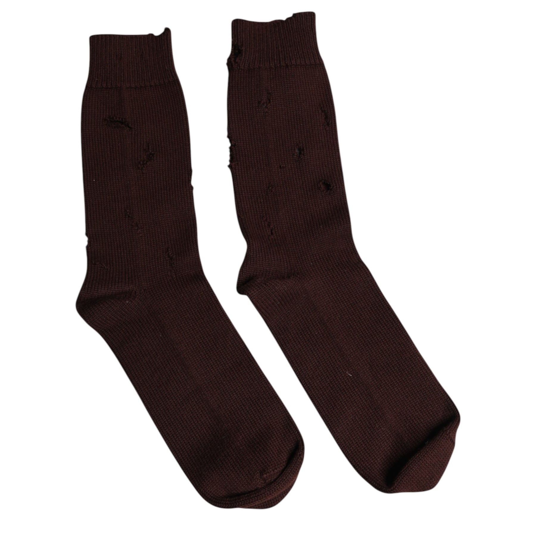 Dolce & Gabbana Brown Solid Cotton Stretch Mid Calf Socks | Regal Royce
