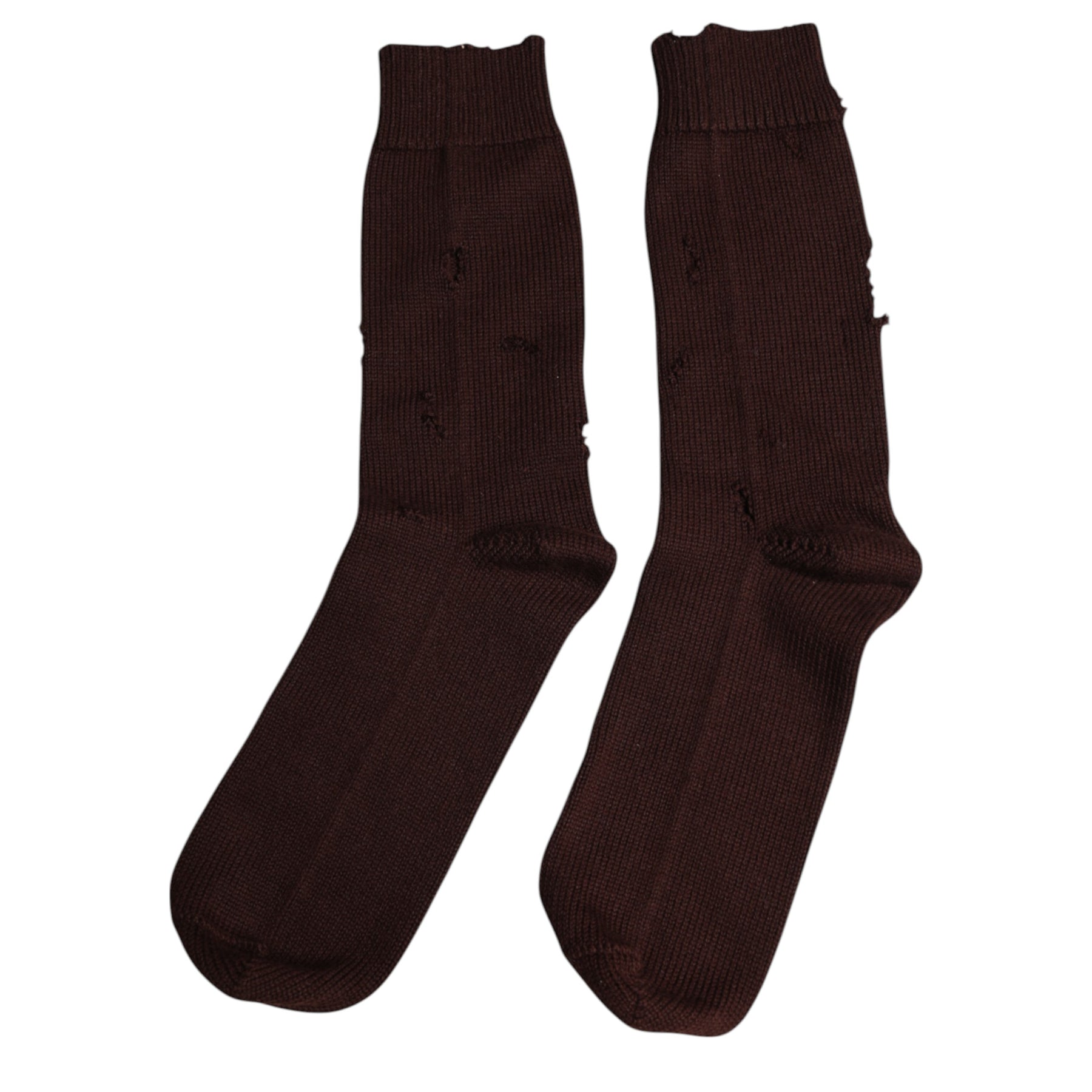 Dolce & Gabbana Brown Solid Cotton Stretch Mid Calf Socks | Regal Royce