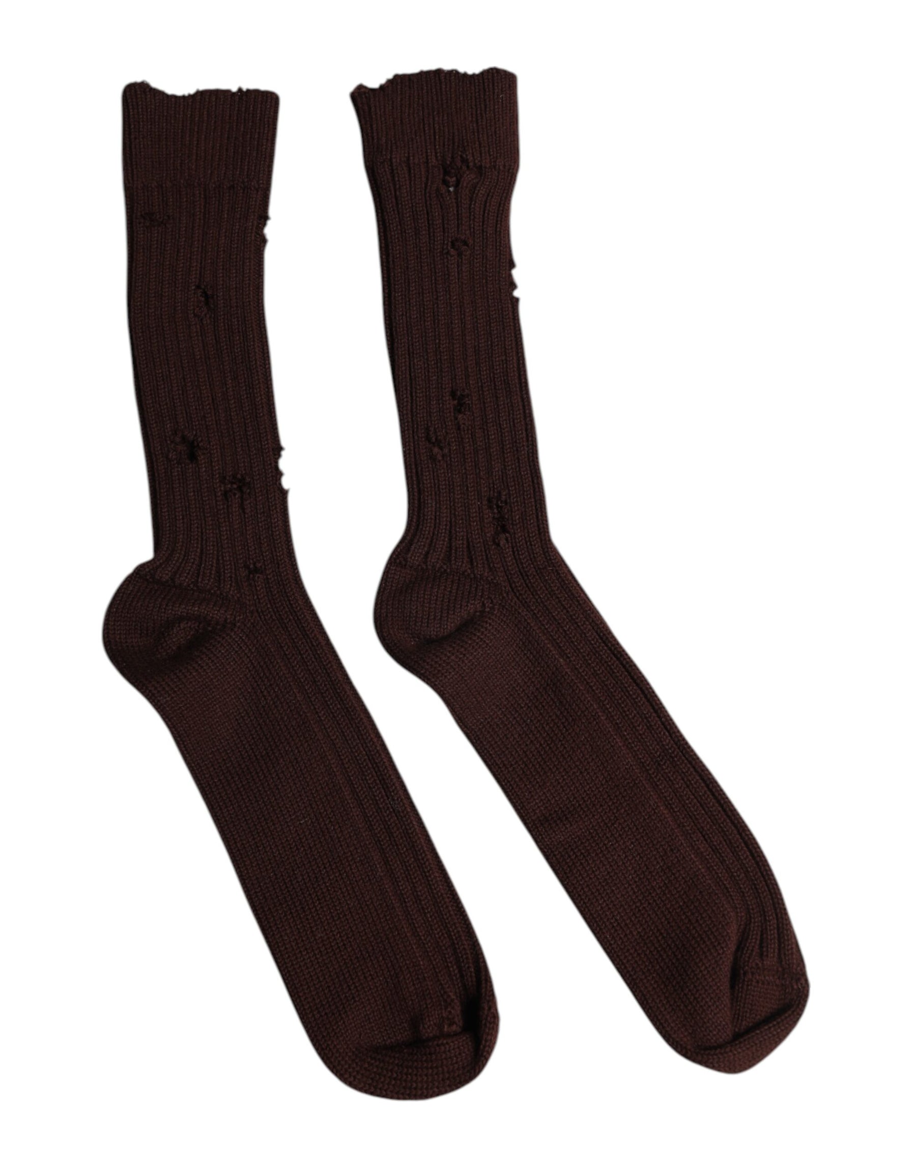 Dolce & Gabbana Brown Cotton Stretch Over The Calf Socks | Regal Royce