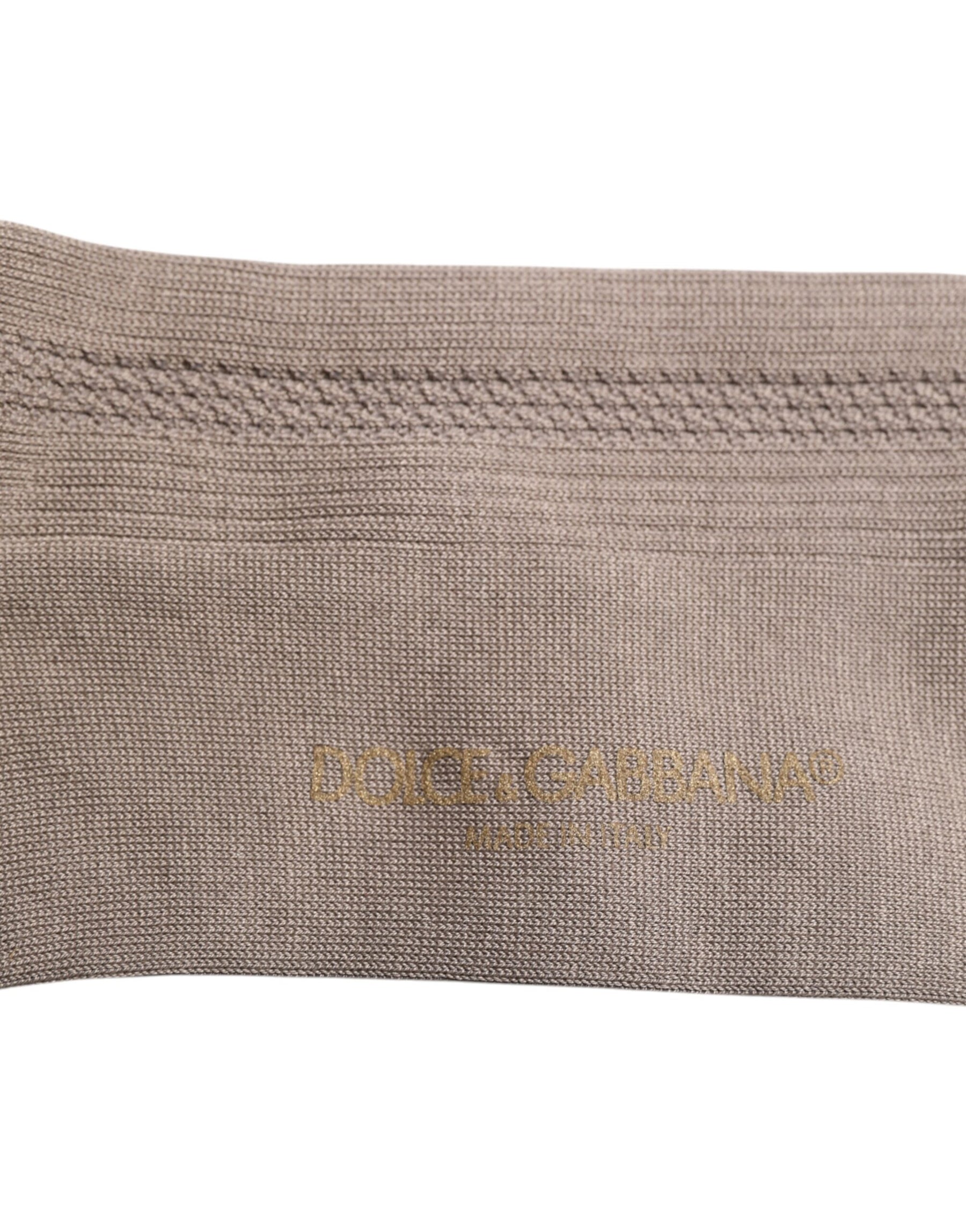Dolce & Gabbana Brown Cotton Stretch Logo Over Calf Socks | Regal Royce