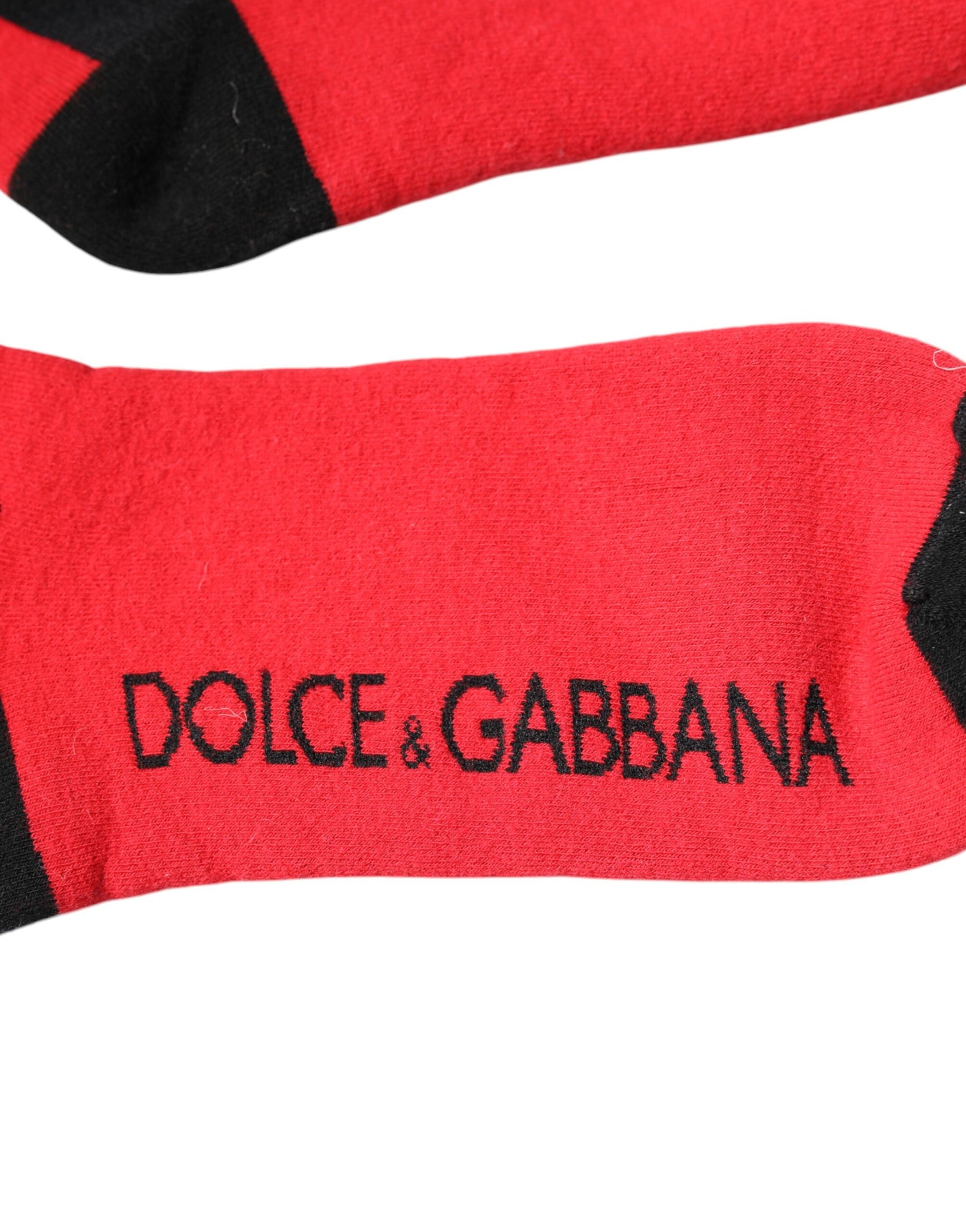 Dolce & Gabbana Red Cotton Stretch Printed Socks | Regal Royce