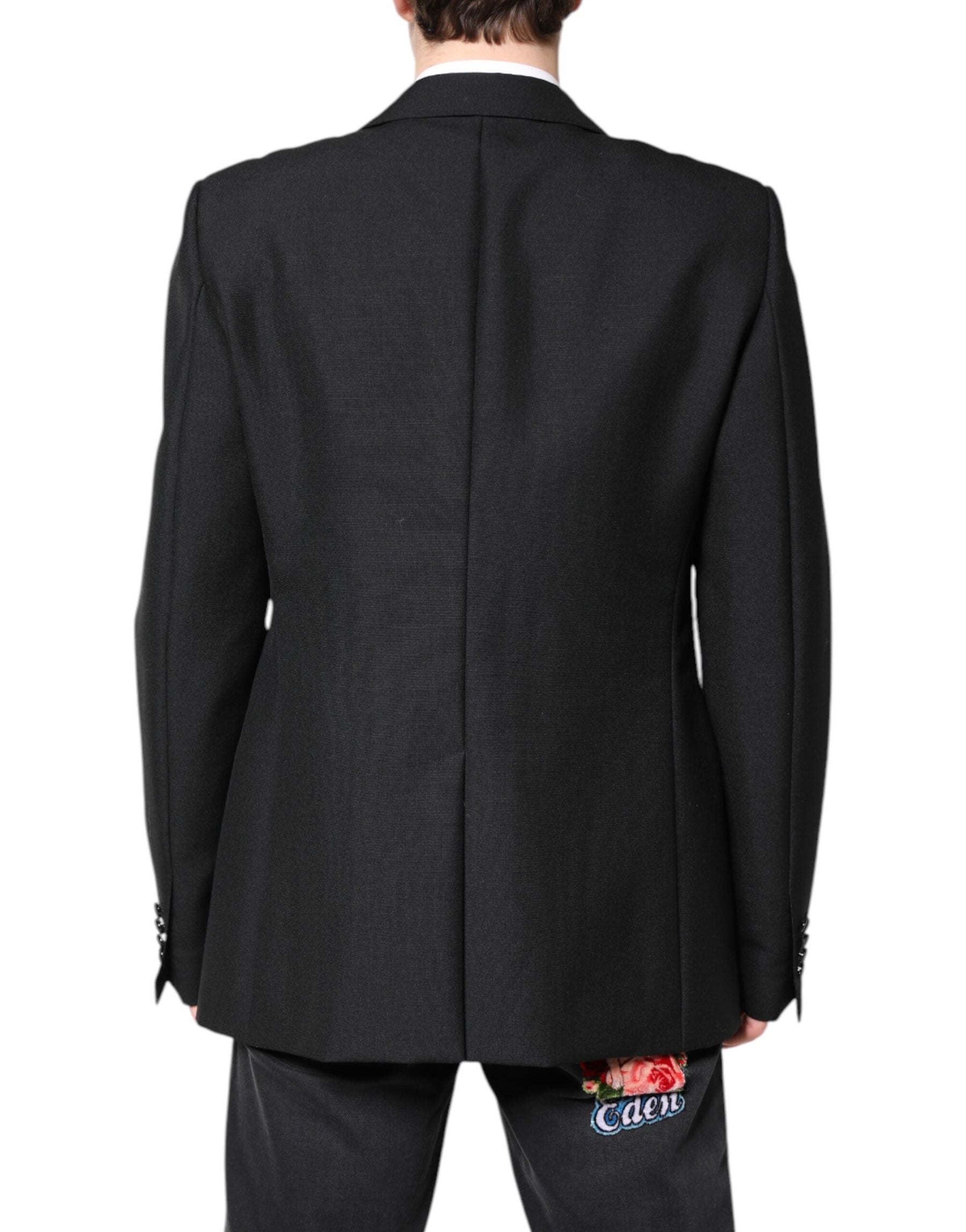Dolce & Gabbana Black Wool Single Breasted Coat Blazer | Regal Royce