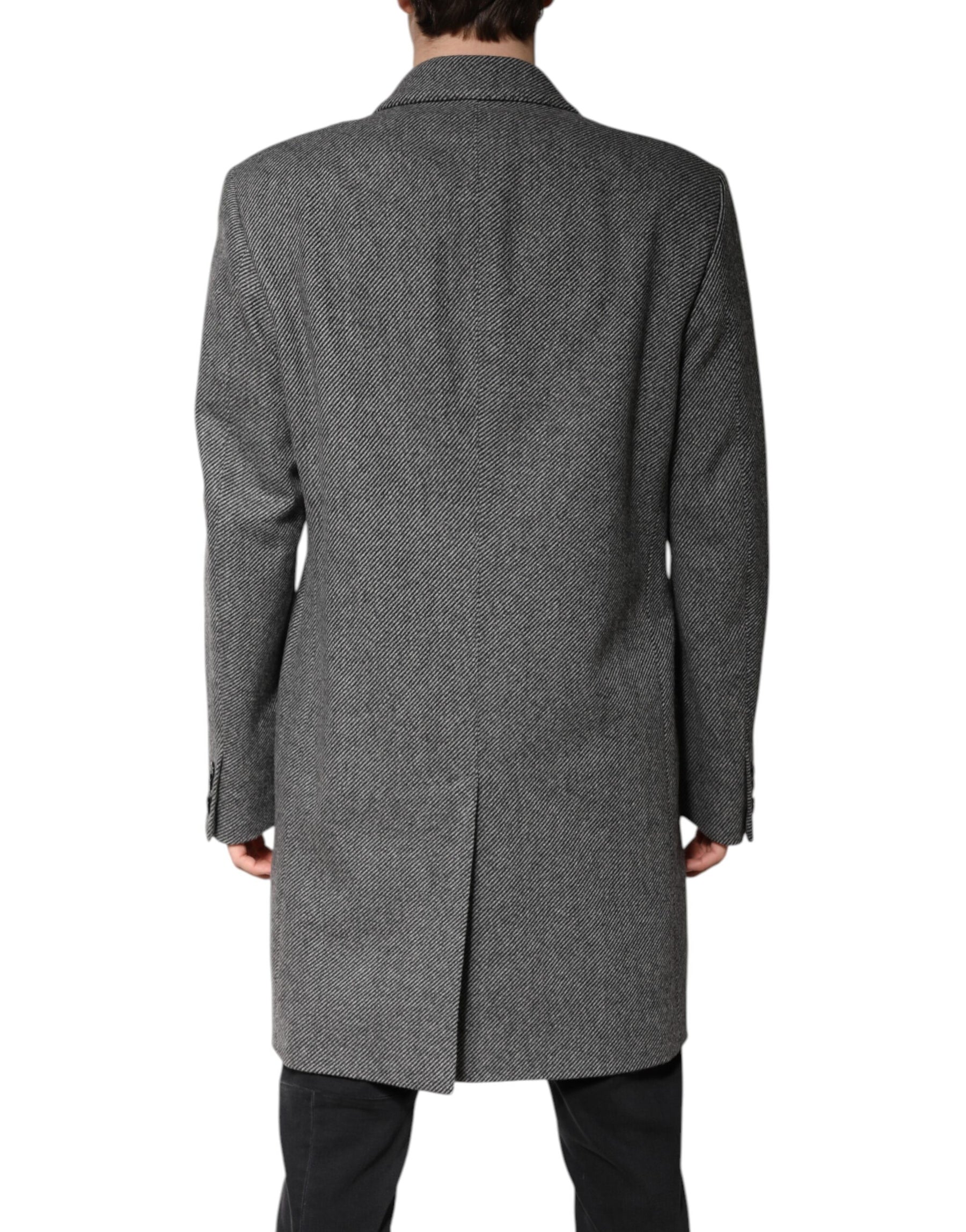 Dolce & Gabbana Gray Wool Single Breasted Trench Coat Jacket | Regal Royce