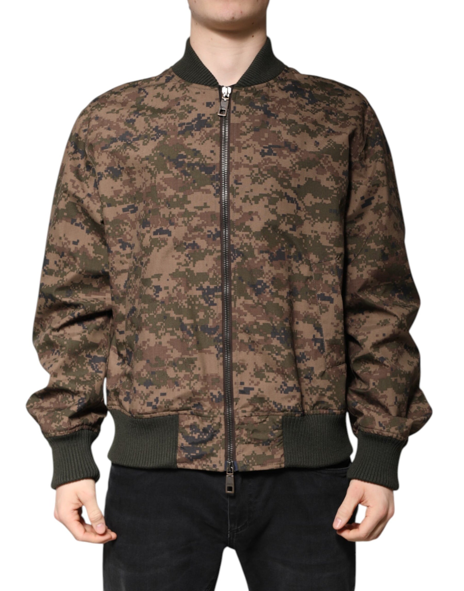 Dolce & Gabbana Brown Camouflage Bomber Full Zip Jacket | Regal Royce