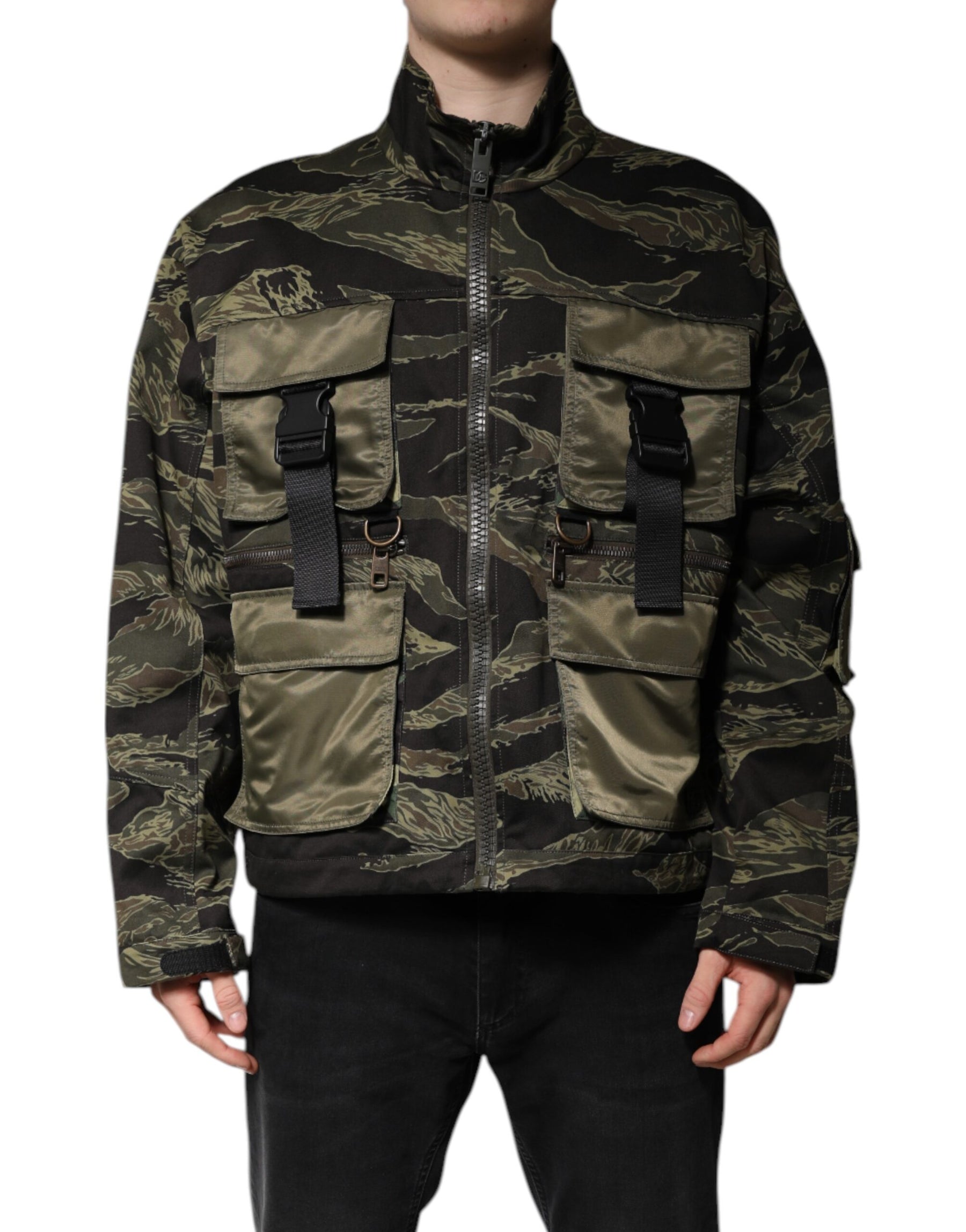 Dolce & Gabbana Multicolor Camouflage Cotton Bomber Jacket | Regal Royce