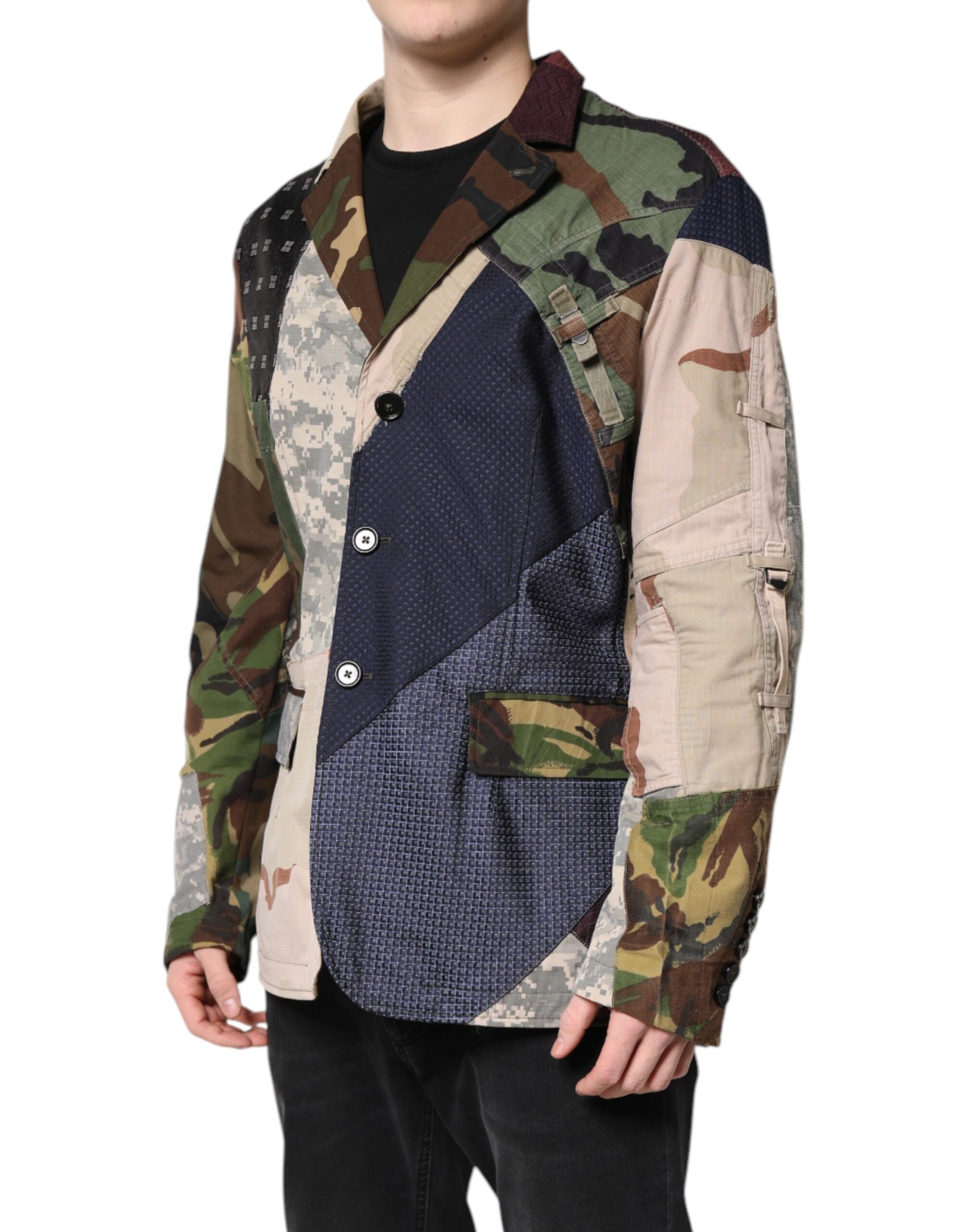 Dolce & Gabbana Multicolor Camouflage Patchwork Coat Blazer | Regal Royce