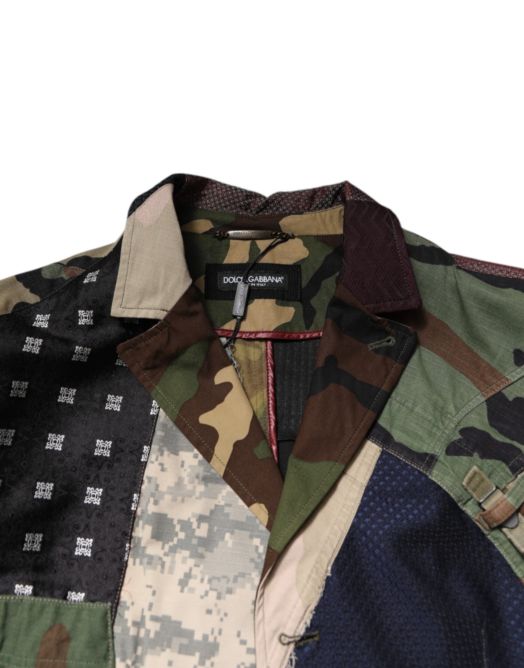 Dolce & Gabbana Multicolor Camouflage Patchwork Coat Blazer | Regal Royce