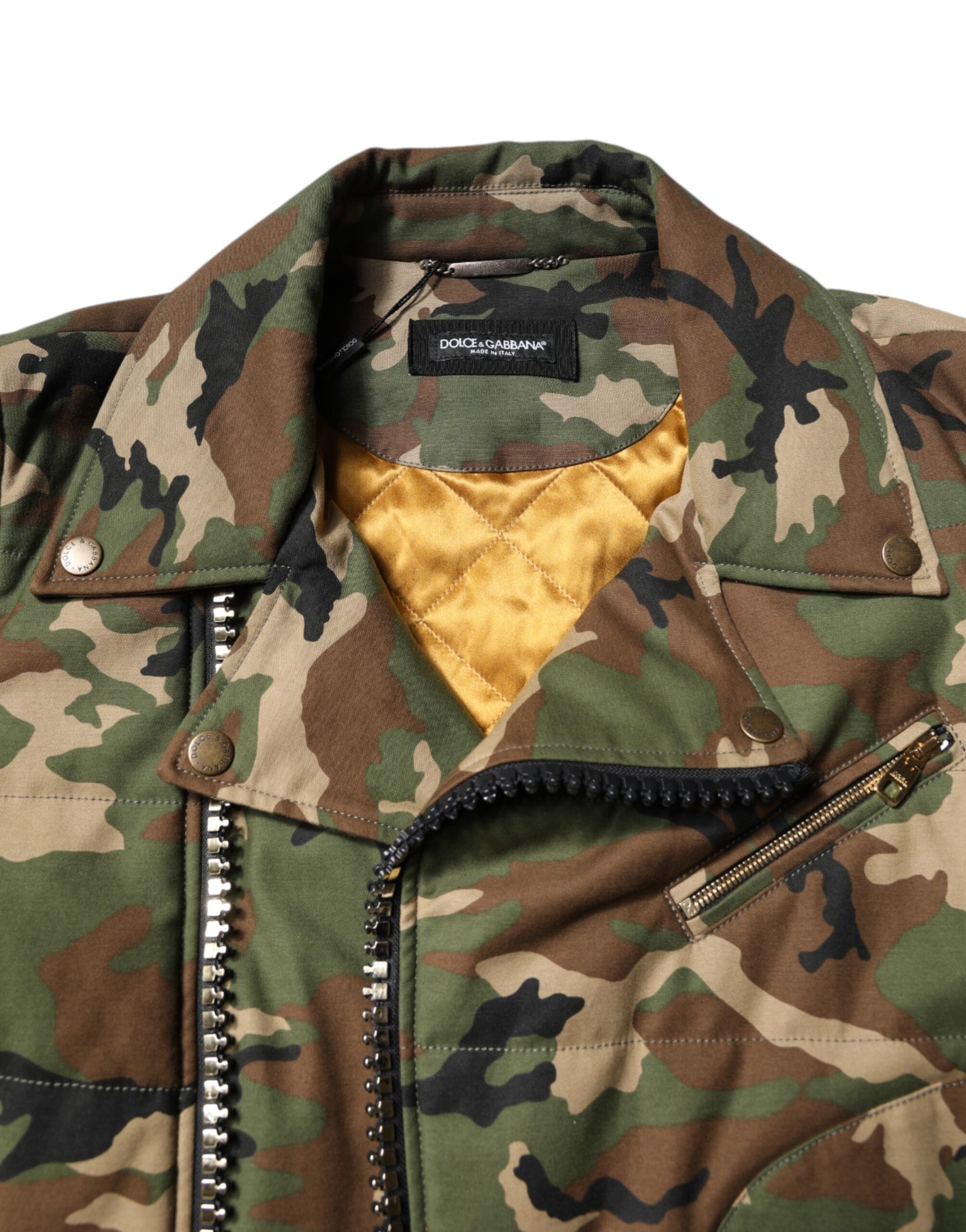 Dolce & Gabbana Multicolor Camouflage Nylon Biker Jacket | Regal Royce