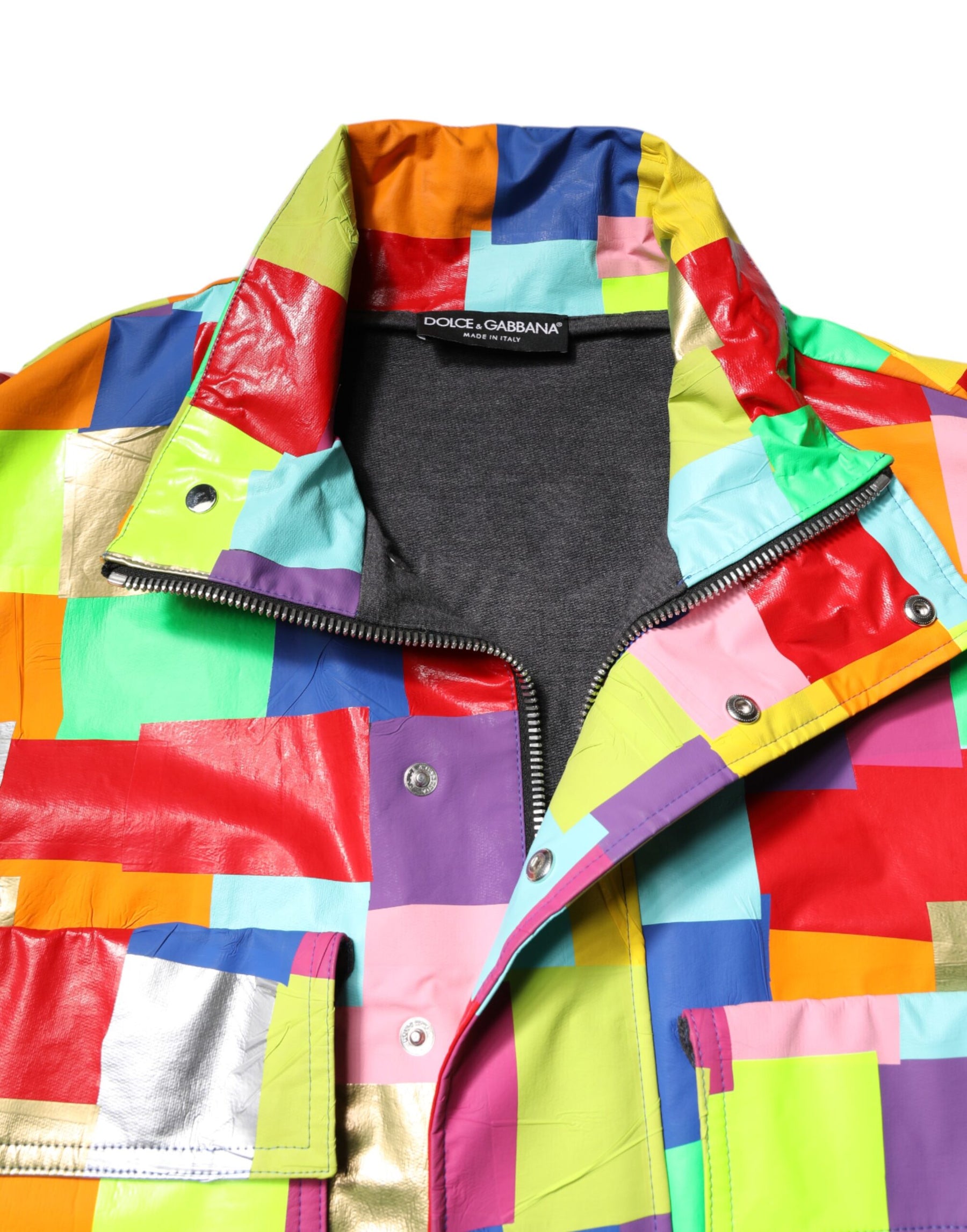 Dolce & Gabbana Multicolor Cotton Full Zip Men Biker Jacket | Regal Royce