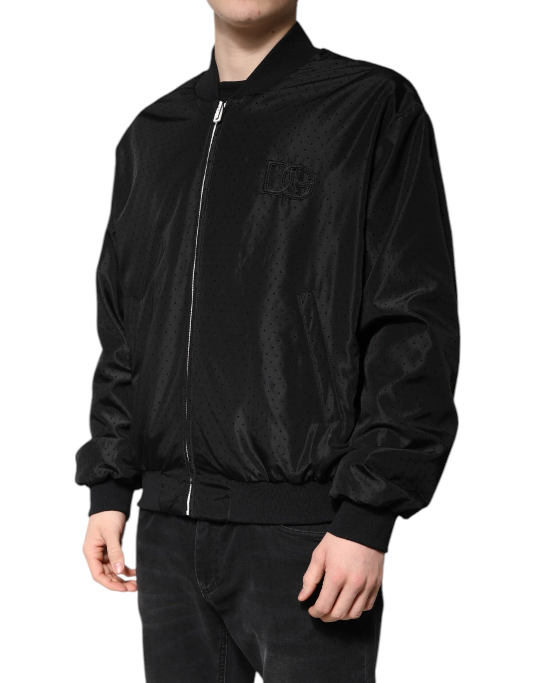 Dolce & Gabbana Black Long Sleeves Full Zip Bomber Jacket | Regal Royce
