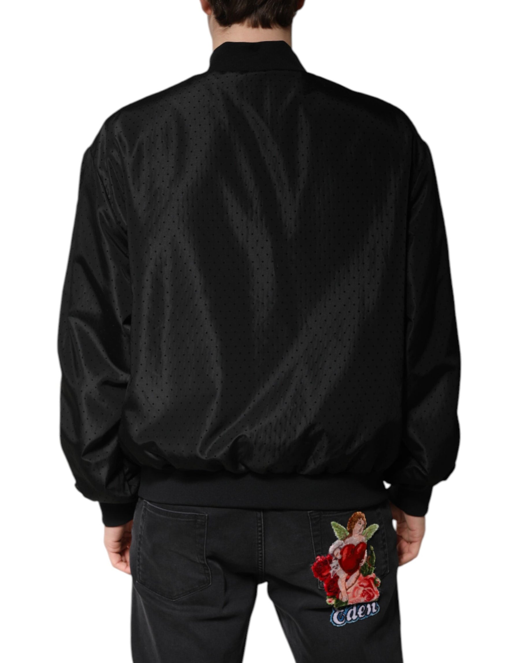 Dolce & Gabbana Black Long Sleeves Full Zip Bomber Jacket | Regal Royce