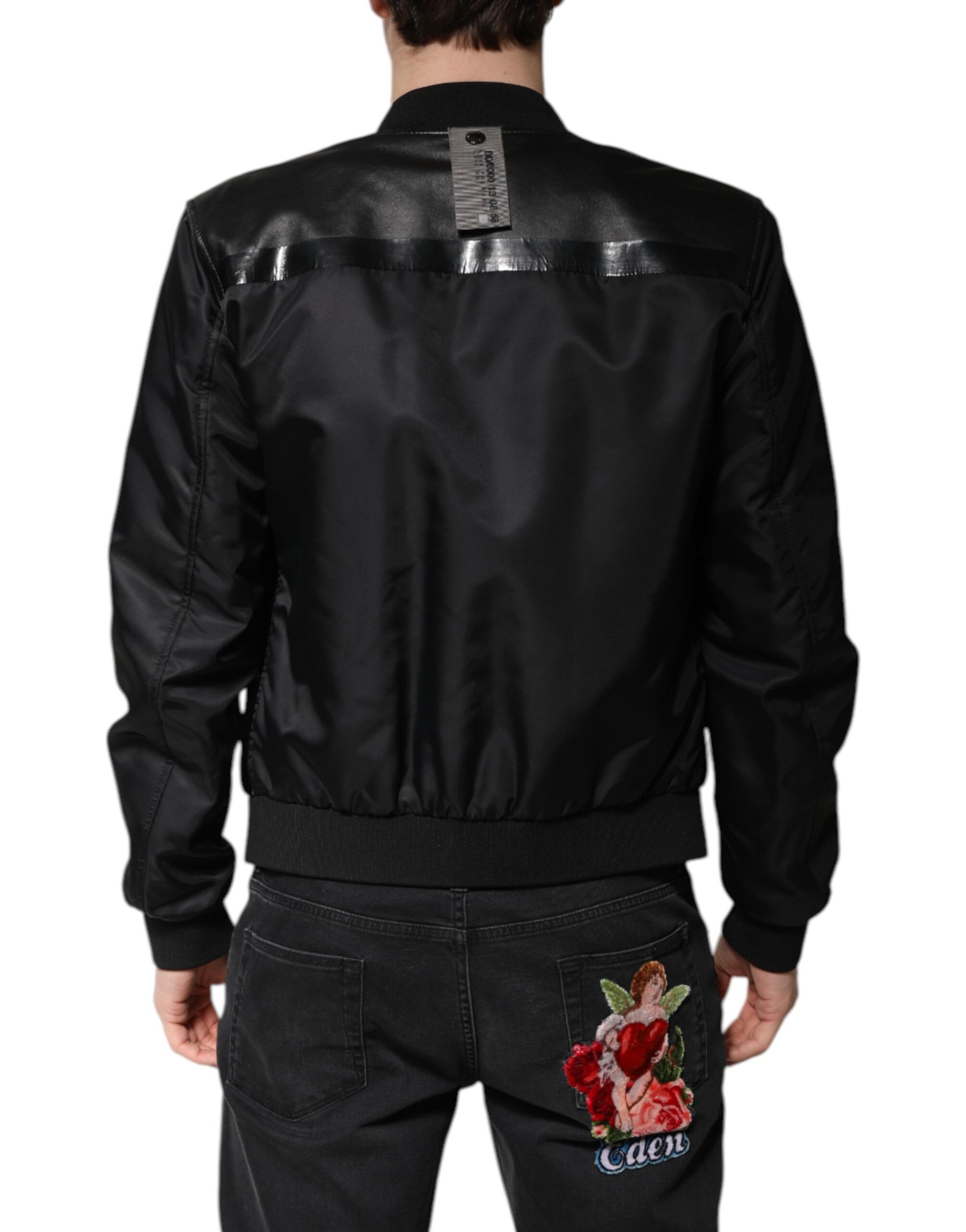 Dolce & Gabbana Black Lambskin Leather Biker Full Zip Jacket | Regal Royce