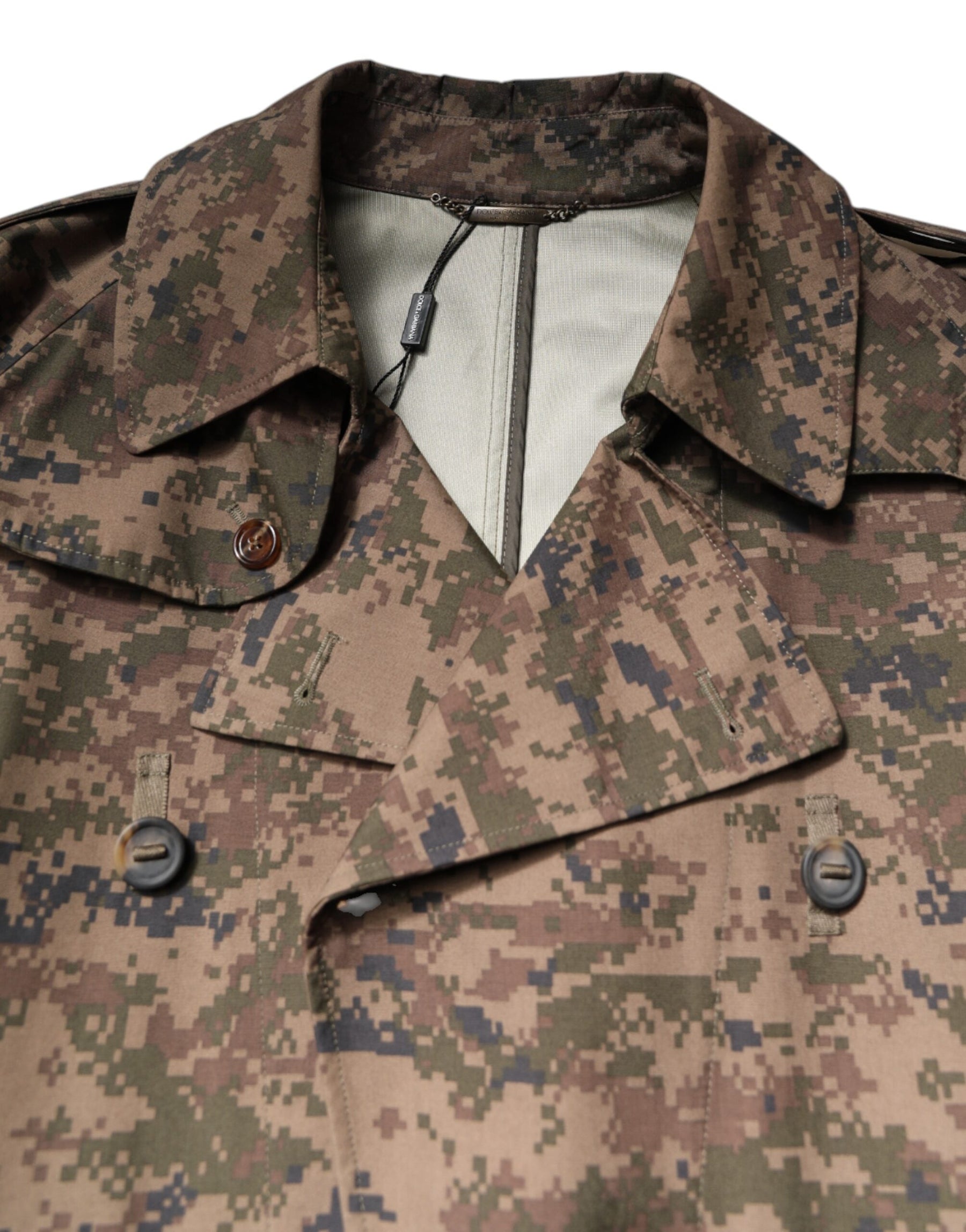 Dolce & Gabbana Multicolor Camouflage Double Breasted Coat Jacket | Regal Royce