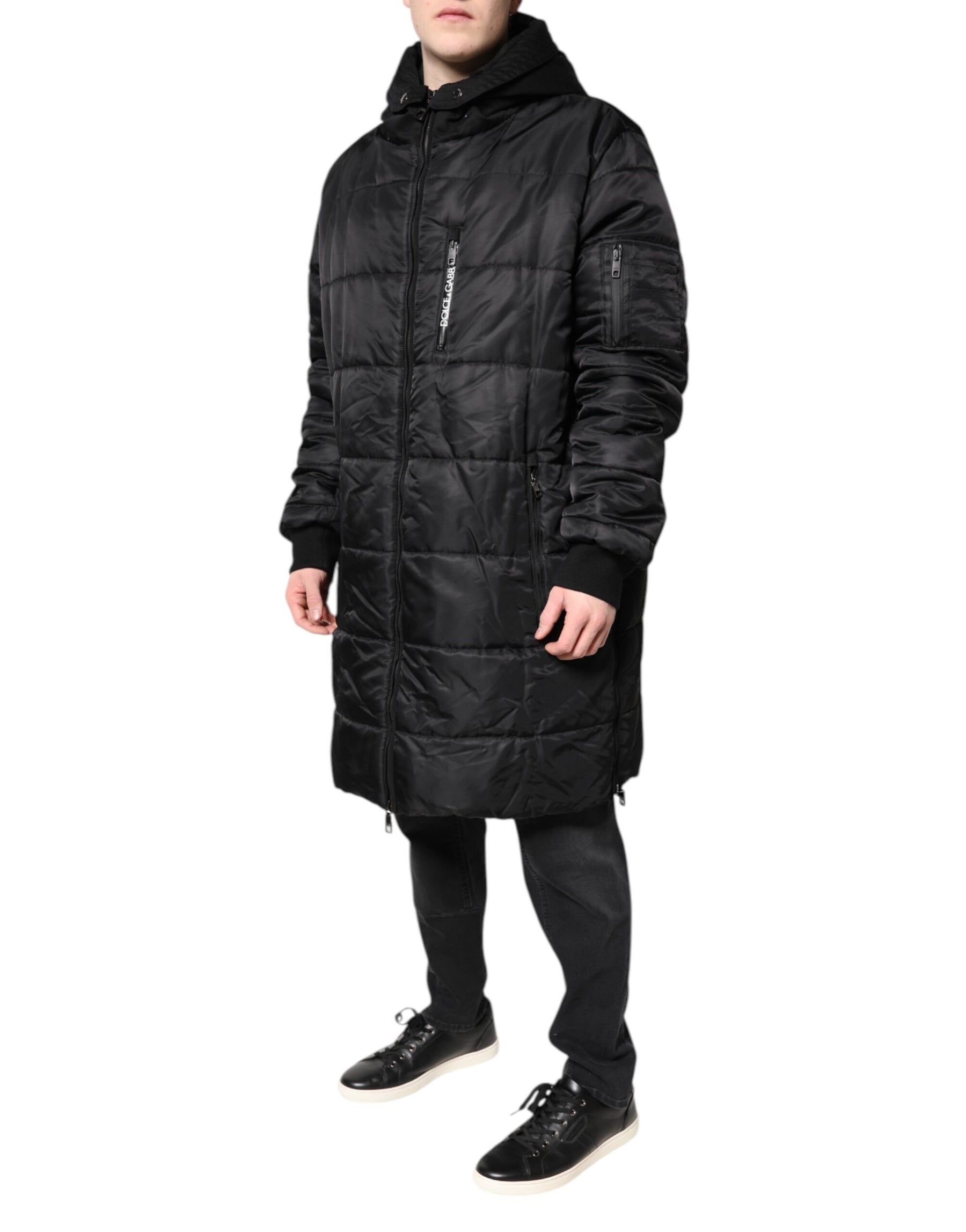 Dolce & Gabbana Black Hooded Parka Winter Men Coat Jacket | Regal Royce