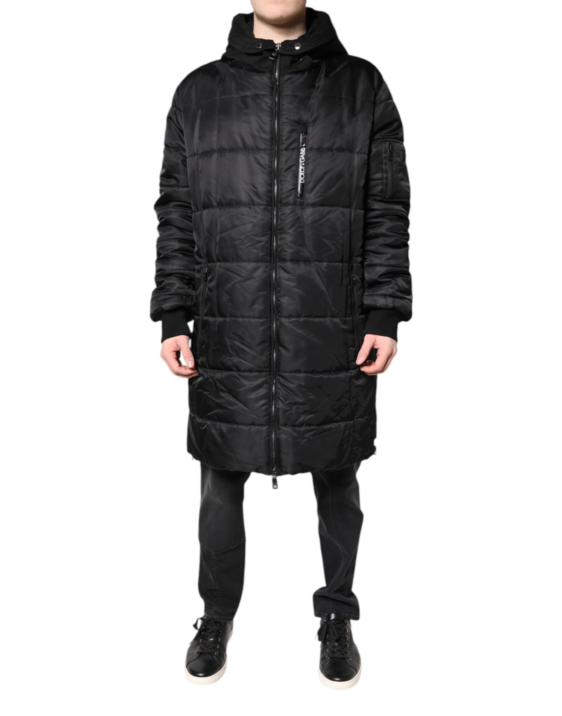 Dolce & Gabbana Black Hooded Parka Coat Winter Jacket | Regal Royce