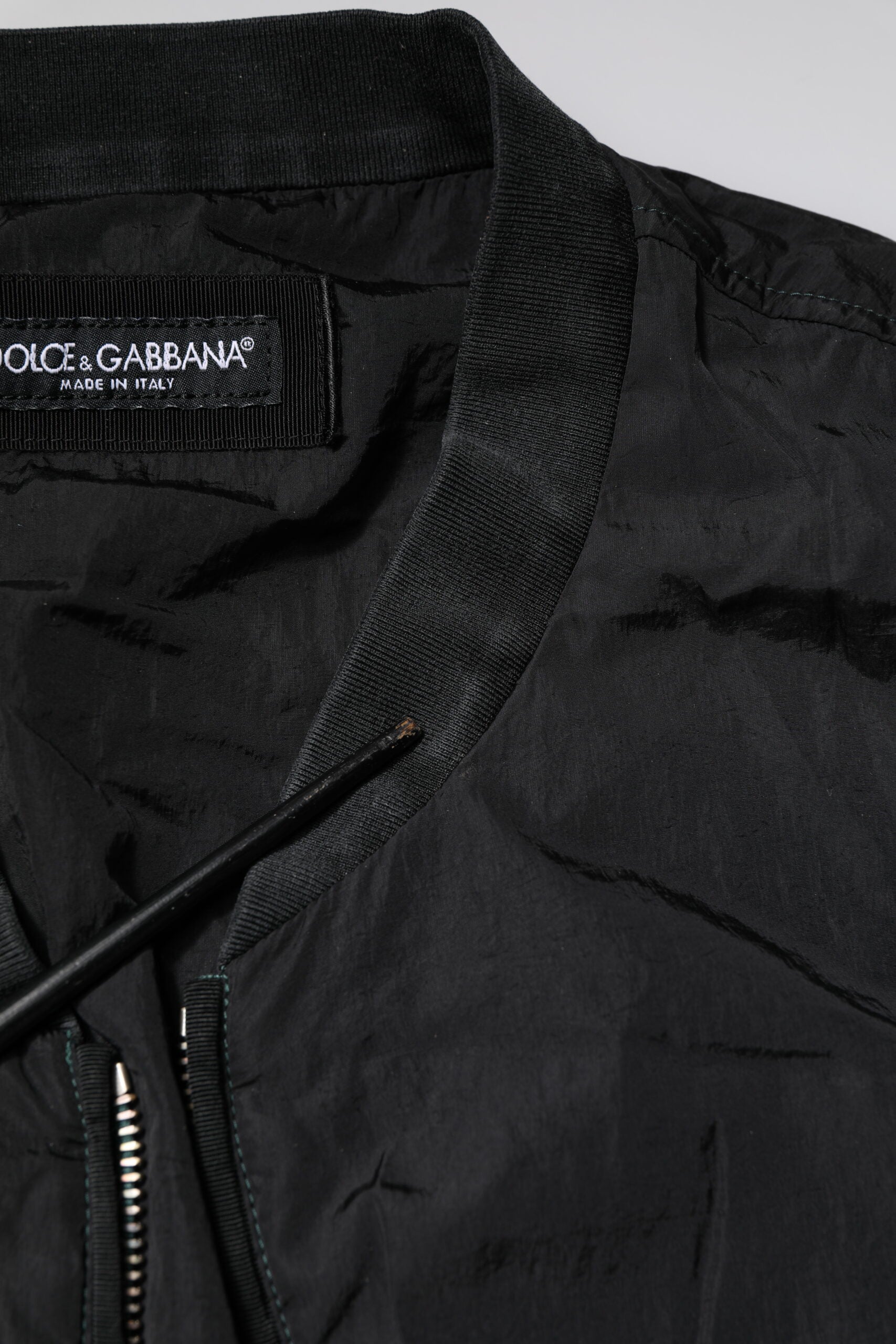 Dolce & Gabbana Black Nylon Logo Full Zip Bomber Jacket | Regal Royce