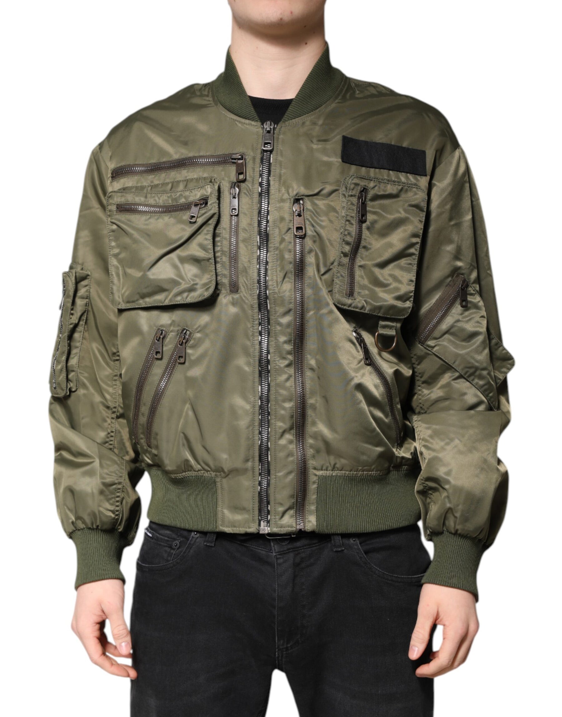Dolce & Gabbana Green Nylon Full Zip Men Bomber Jacket | Regal Royce