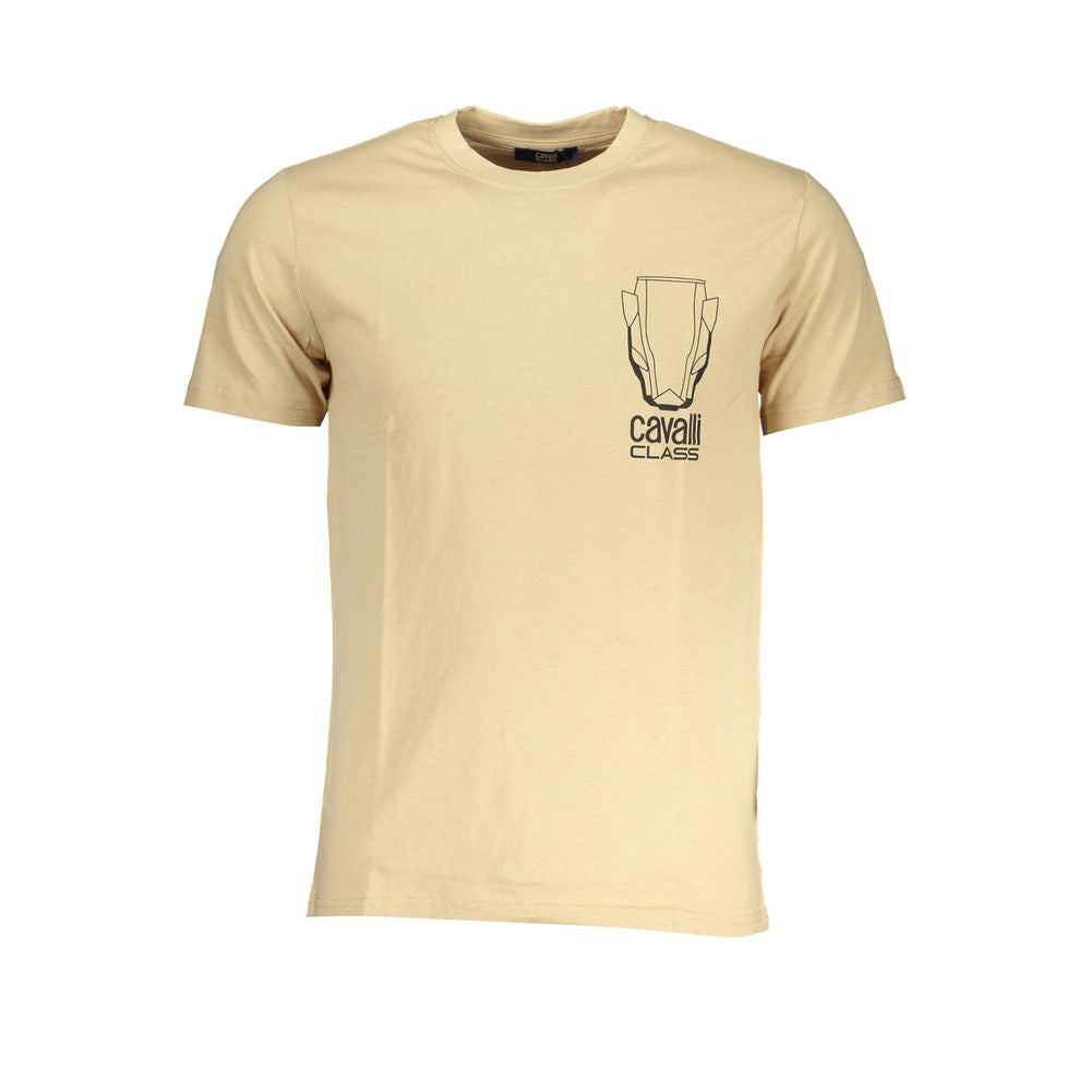 Cavalli Class Beige Cotton Men T-Shirt | Regal Royce