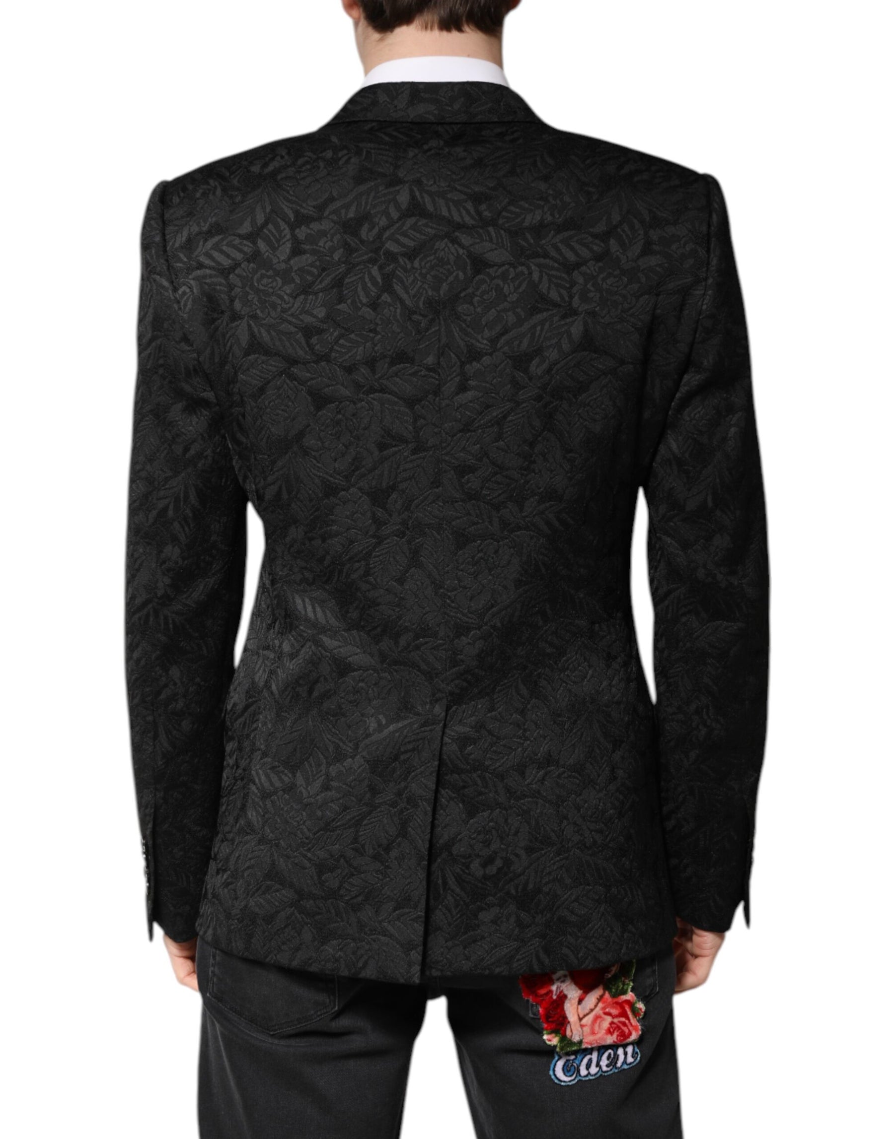Dolce & Gabbana Black MARTINI Brocade Single Breasted Blazer | Regal Royce