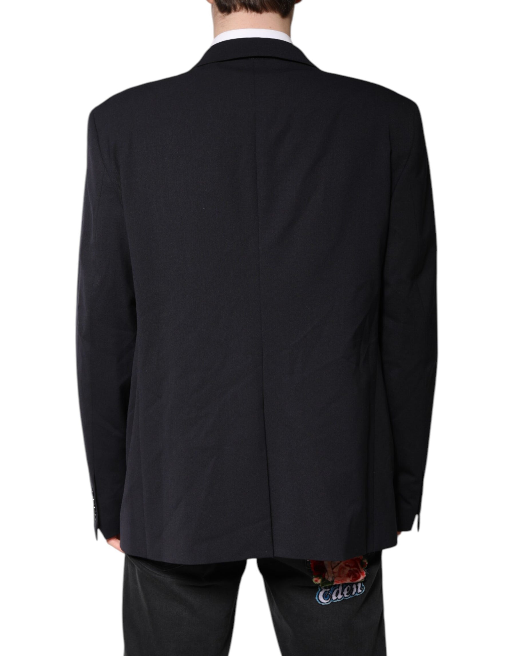 Dolce & Gabbana Dark Blue Wool Single Breasted Coat Blazer | Regal Royce