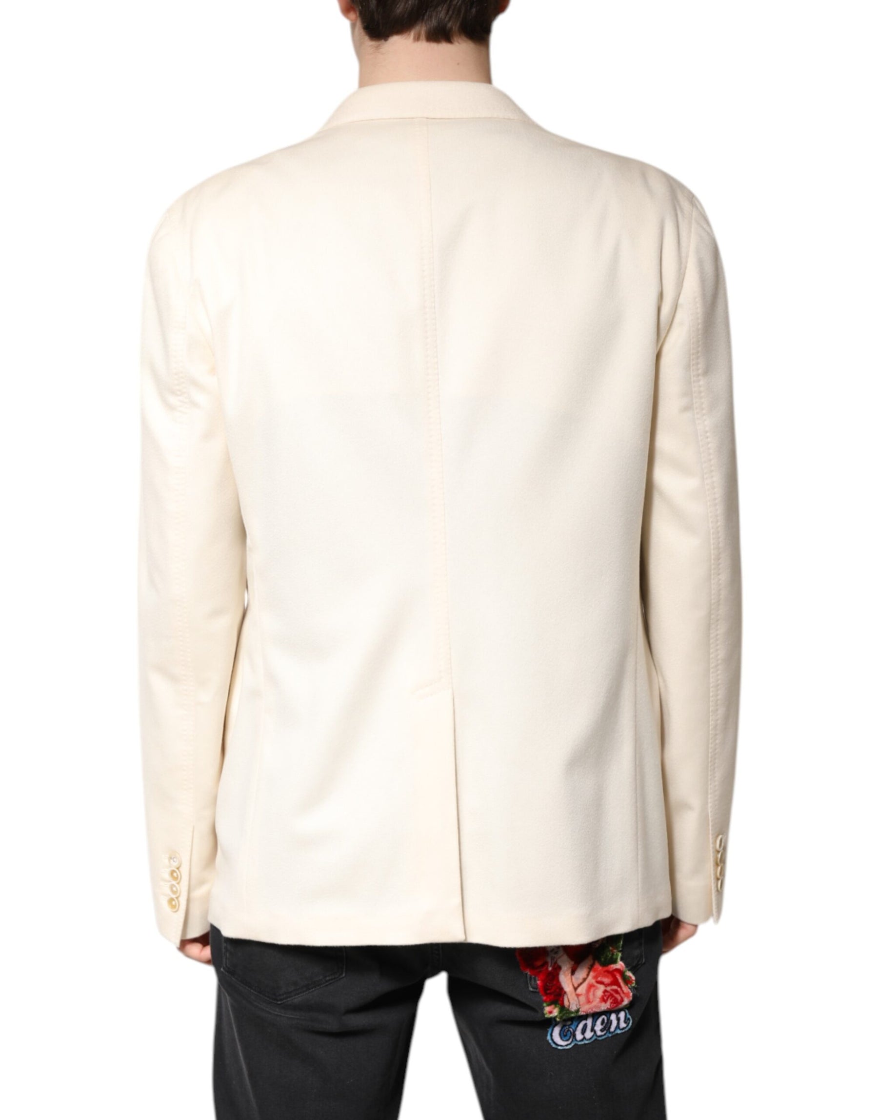 Dolce & Gabbana Beige Cashmere Double Breasted Coat Blazer | Regal Royce