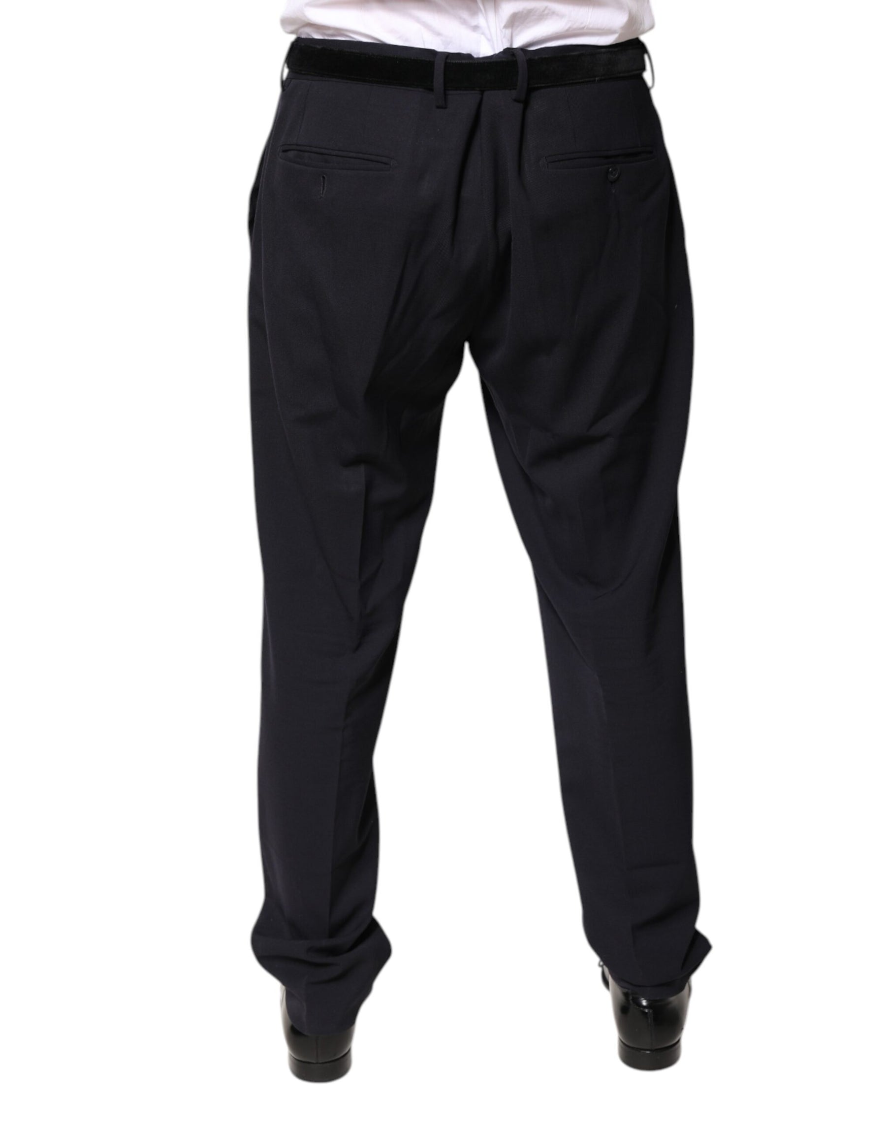 Dolce & Gabbana Black Wool Mid Waist Dress Pants | Regal Royce