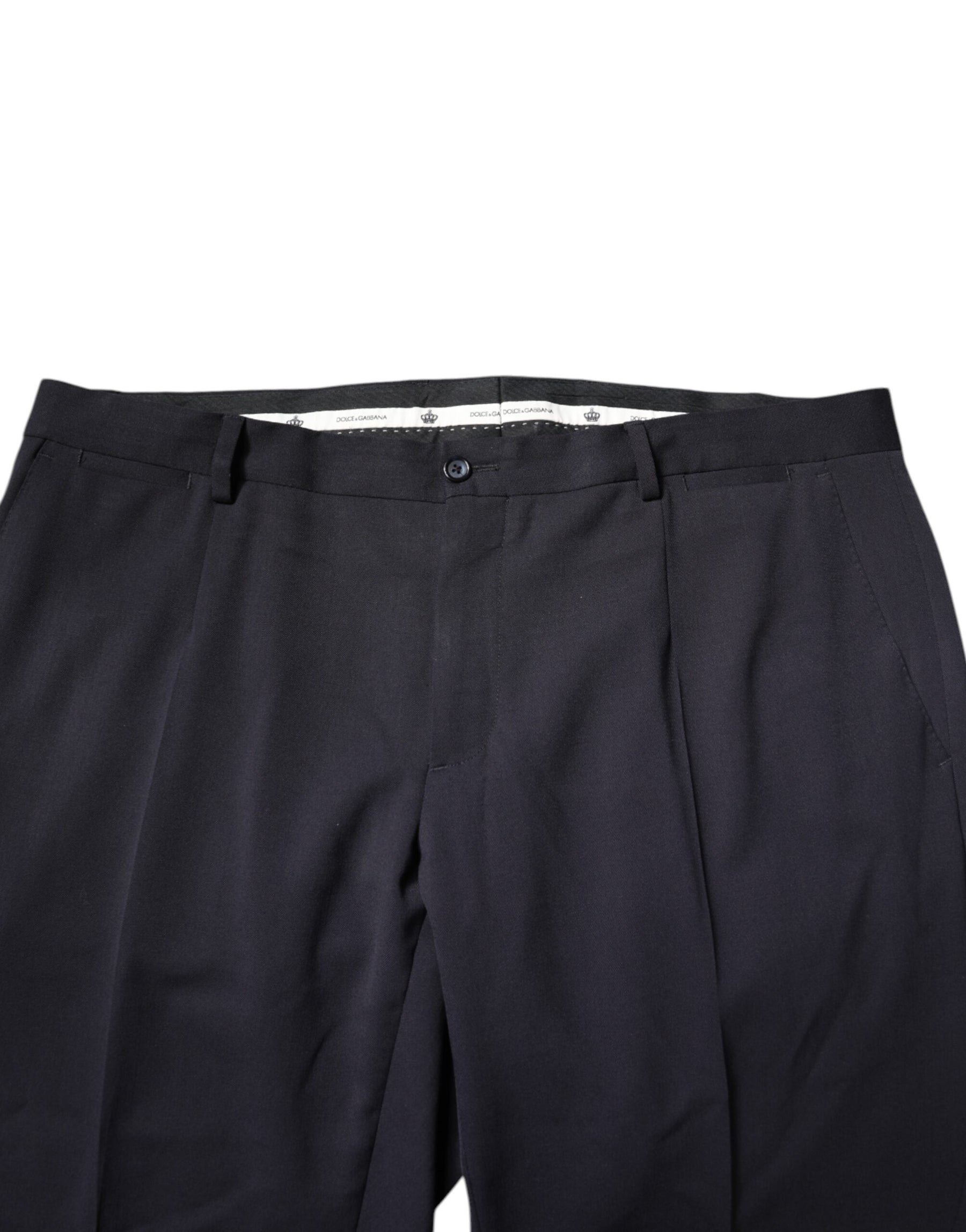 Dolce & Gabbana Black Wool Mid Waist Dress Pants | Regal Royce