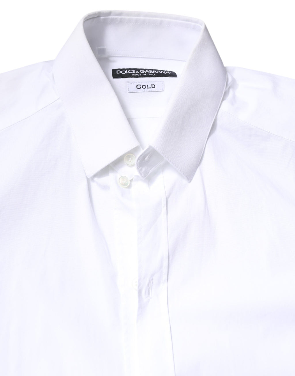 Dolce & Gabbana White Cotton GOLD Dress Formal Collared Shirt