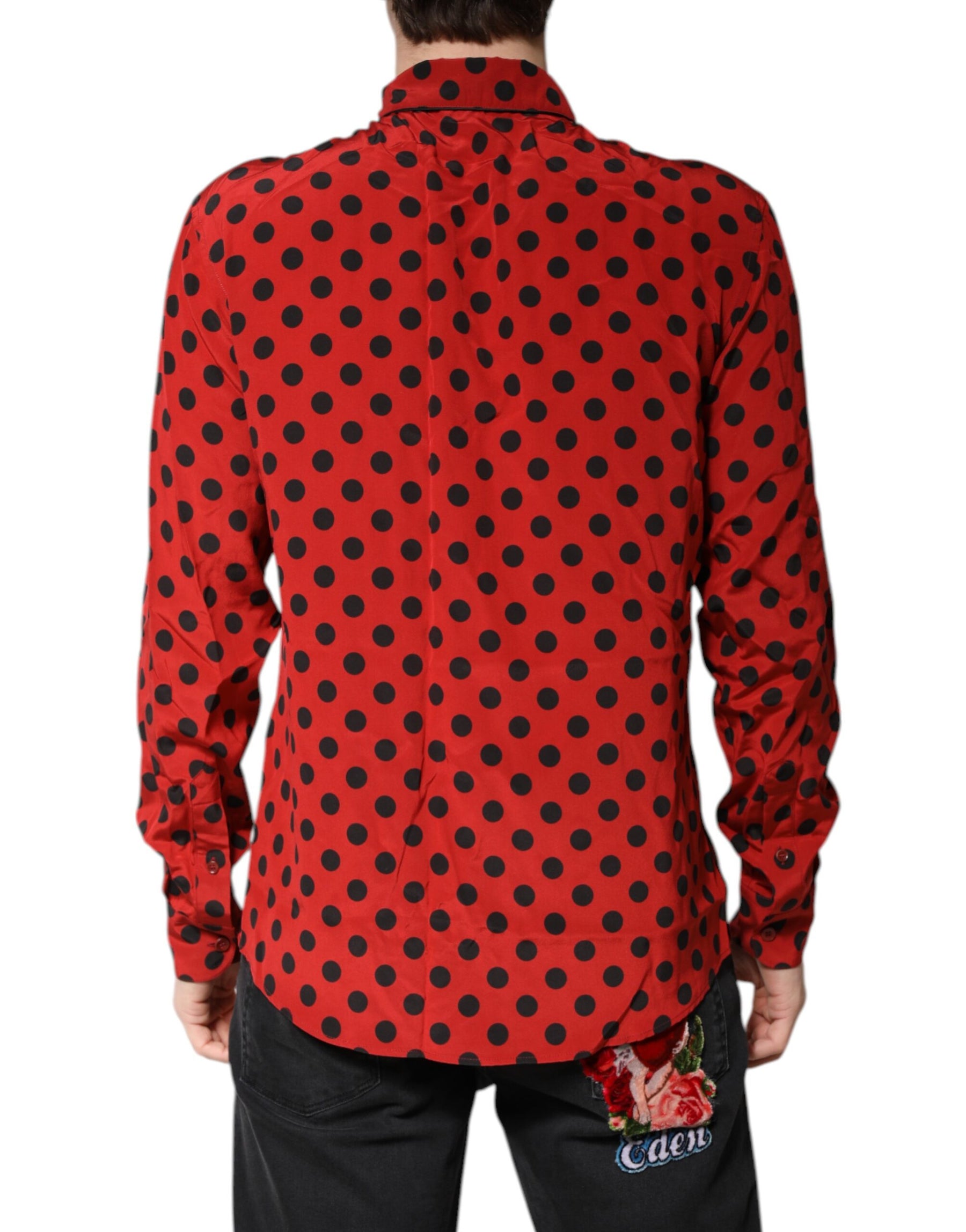 Dolce & Gabbana Red Polka Dot Silk Long Sleeve Shirt | Regal Royce