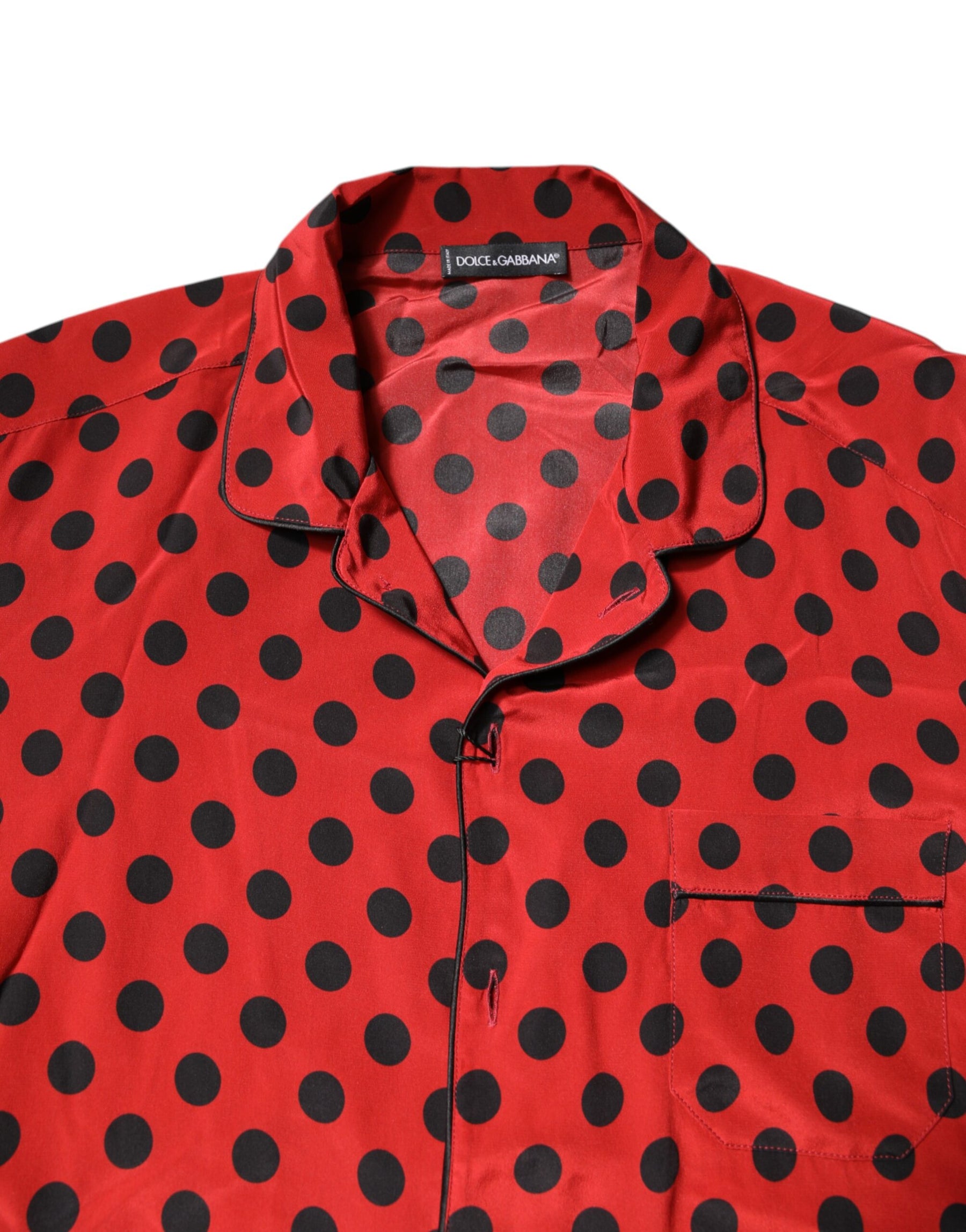 Dolce & Gabbana Red Polka Dot Silk Long Sleeve Shirt | Regal Royce