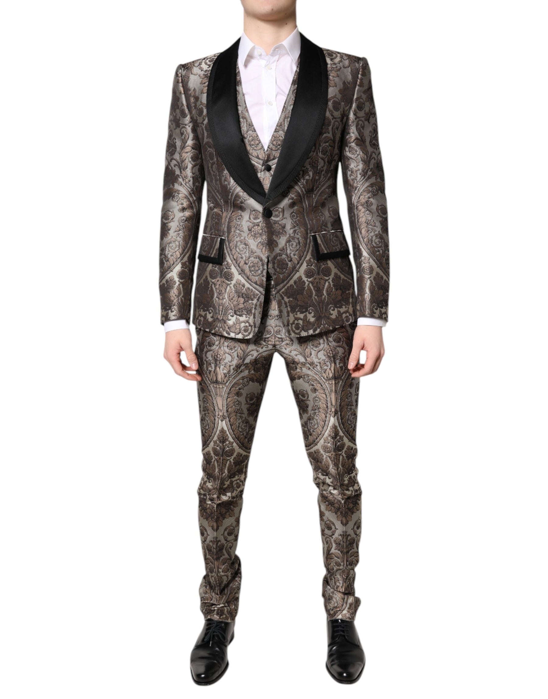 Dolce & Gabbana Multicolor Jacquard Single Breasted 3 Piece Suit | Regal Royce