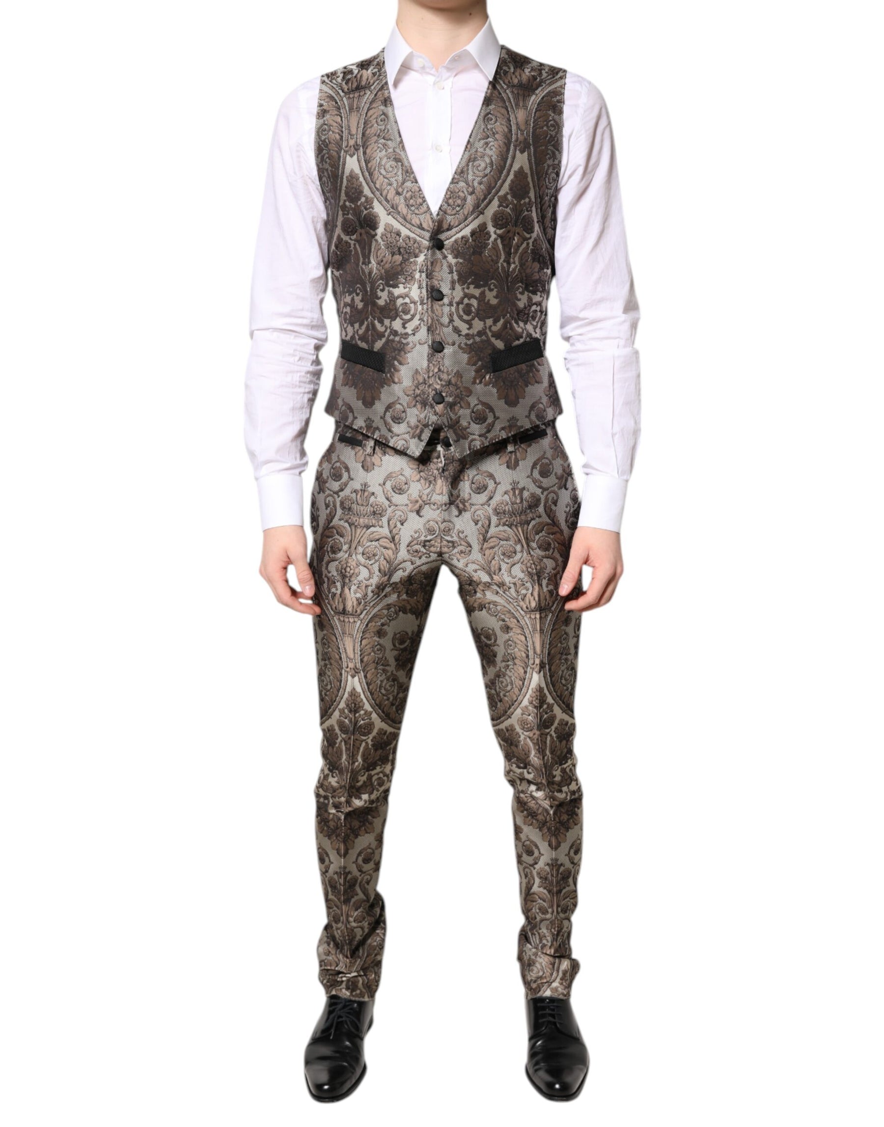 Dolce & Gabbana Multicolor Jacquard Single Breasted 3 Piece Suit | Regal Royce