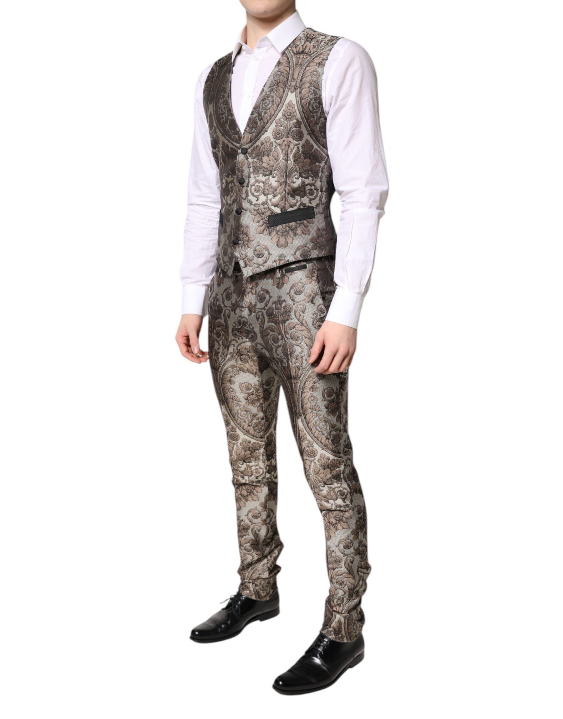 Dolce & Gabbana Multicolor Jacquard Single Breasted 3 Piece Suit | Regal Royce