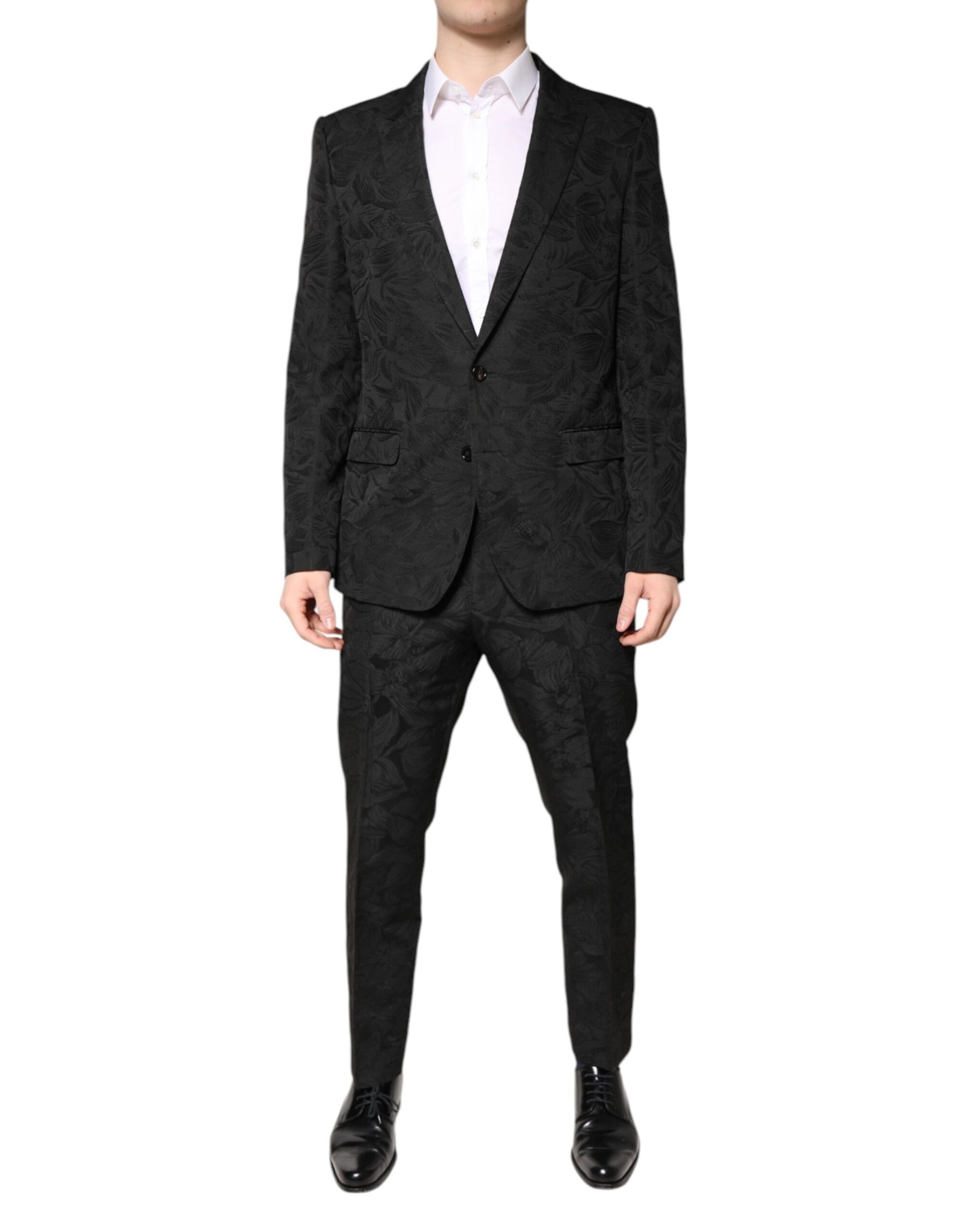 Dolce & Gabbana Black Polyester Floral Jacquard 2 Piece Suit | Regal Royce