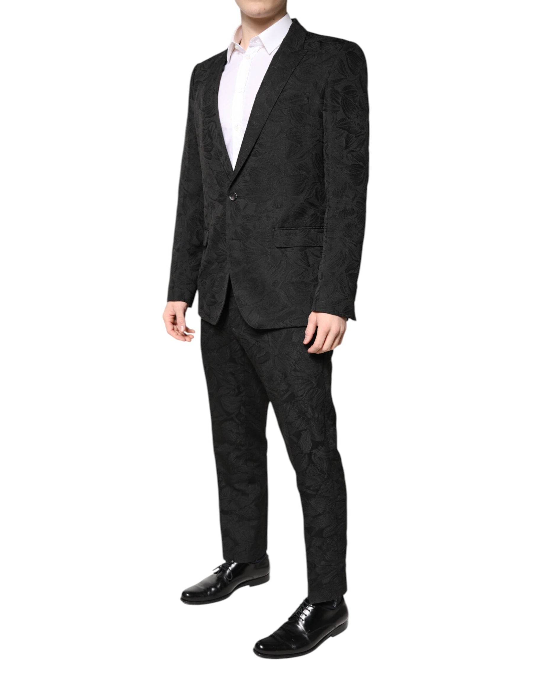 Dolce & Gabbana Black Polyester Floral Jacquard 2 Piece Suit | Regal Royce