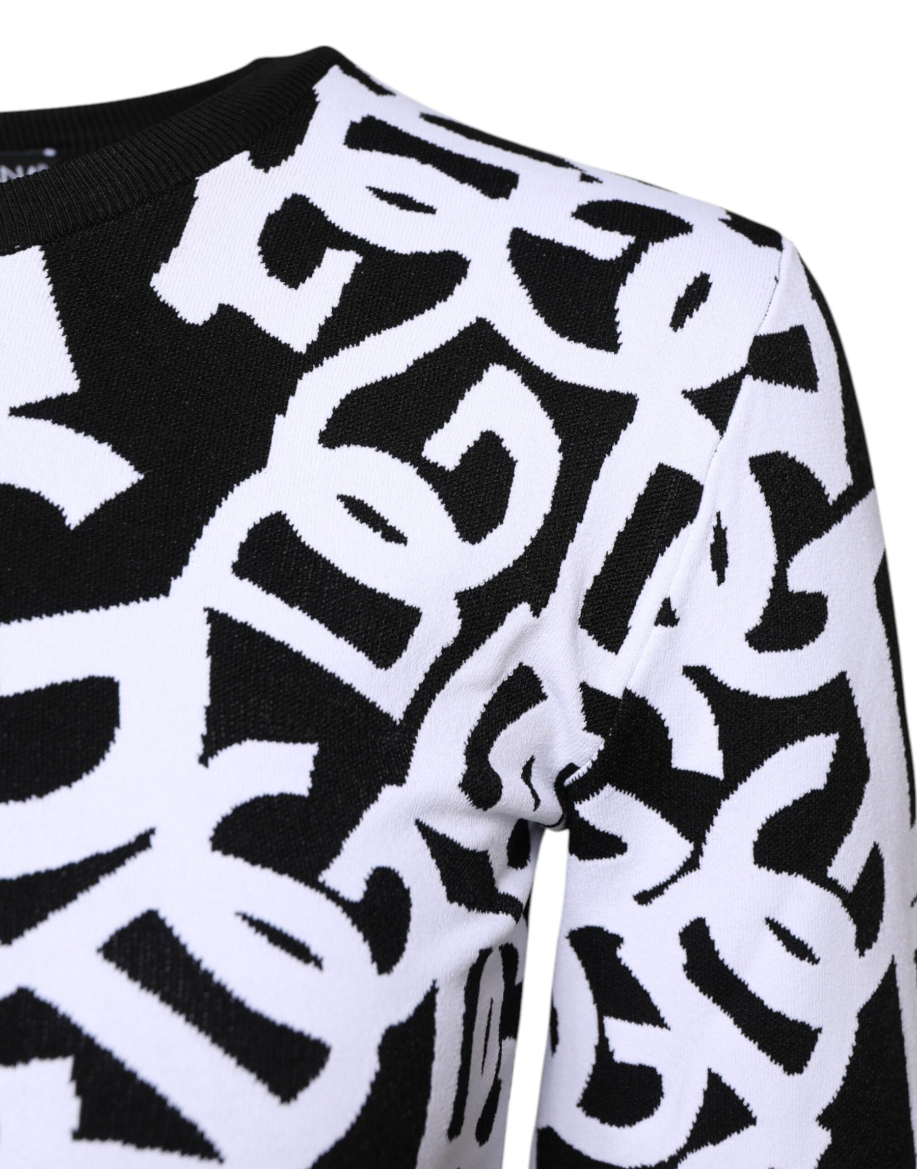 Dolce & Gabbana Black White Logo Print Women Pullover Sweater | Regal Royce
