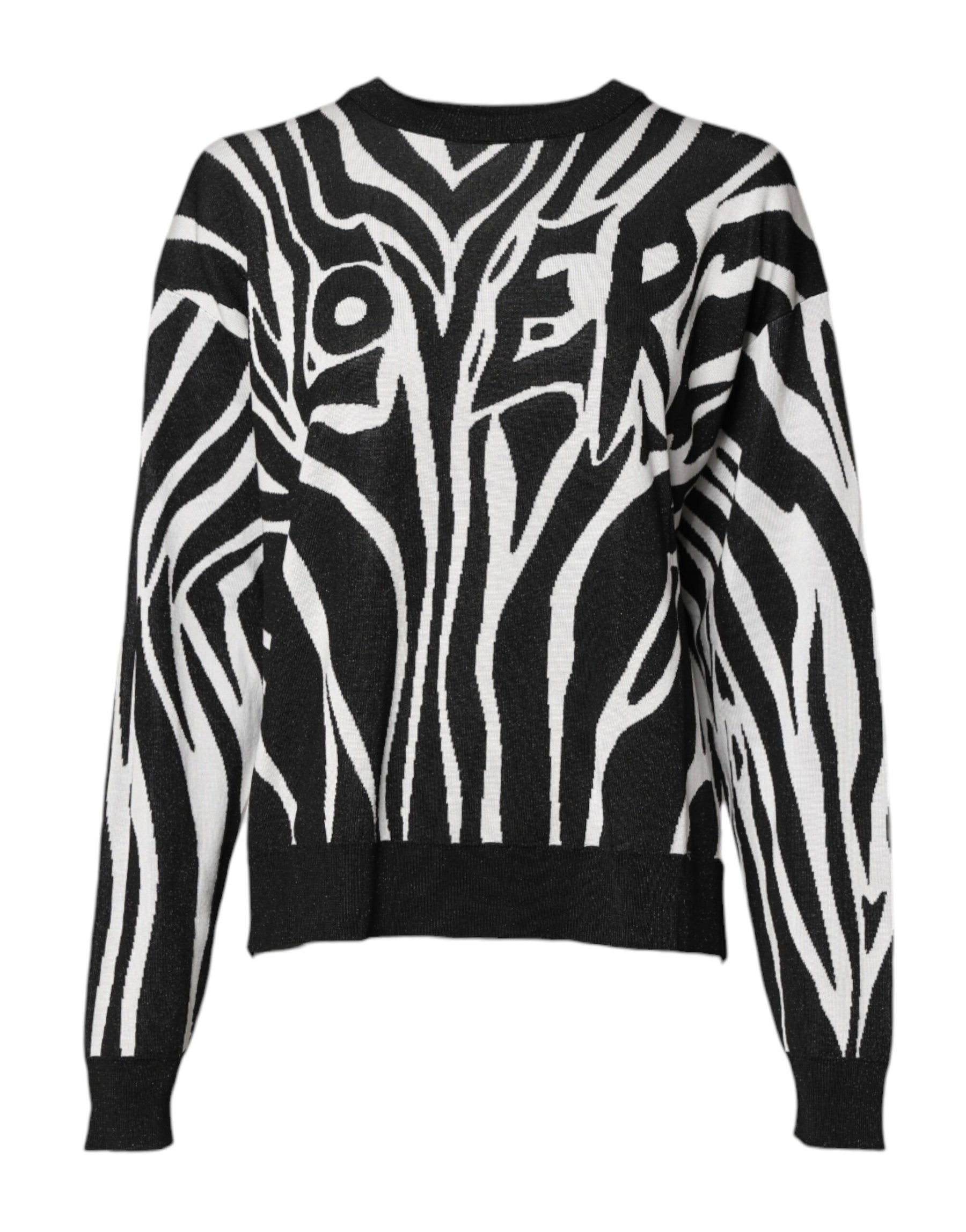 Dolce & Gabbana Black White Print Women Pullover Sweater | Regal Royce