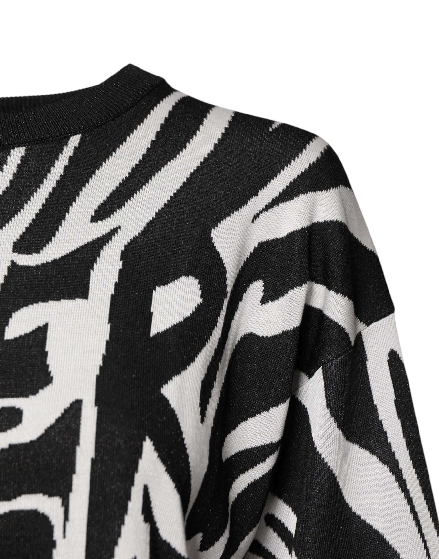 Dolce & Gabbana Black White Print Women Pullover Sweater | Regal Royce