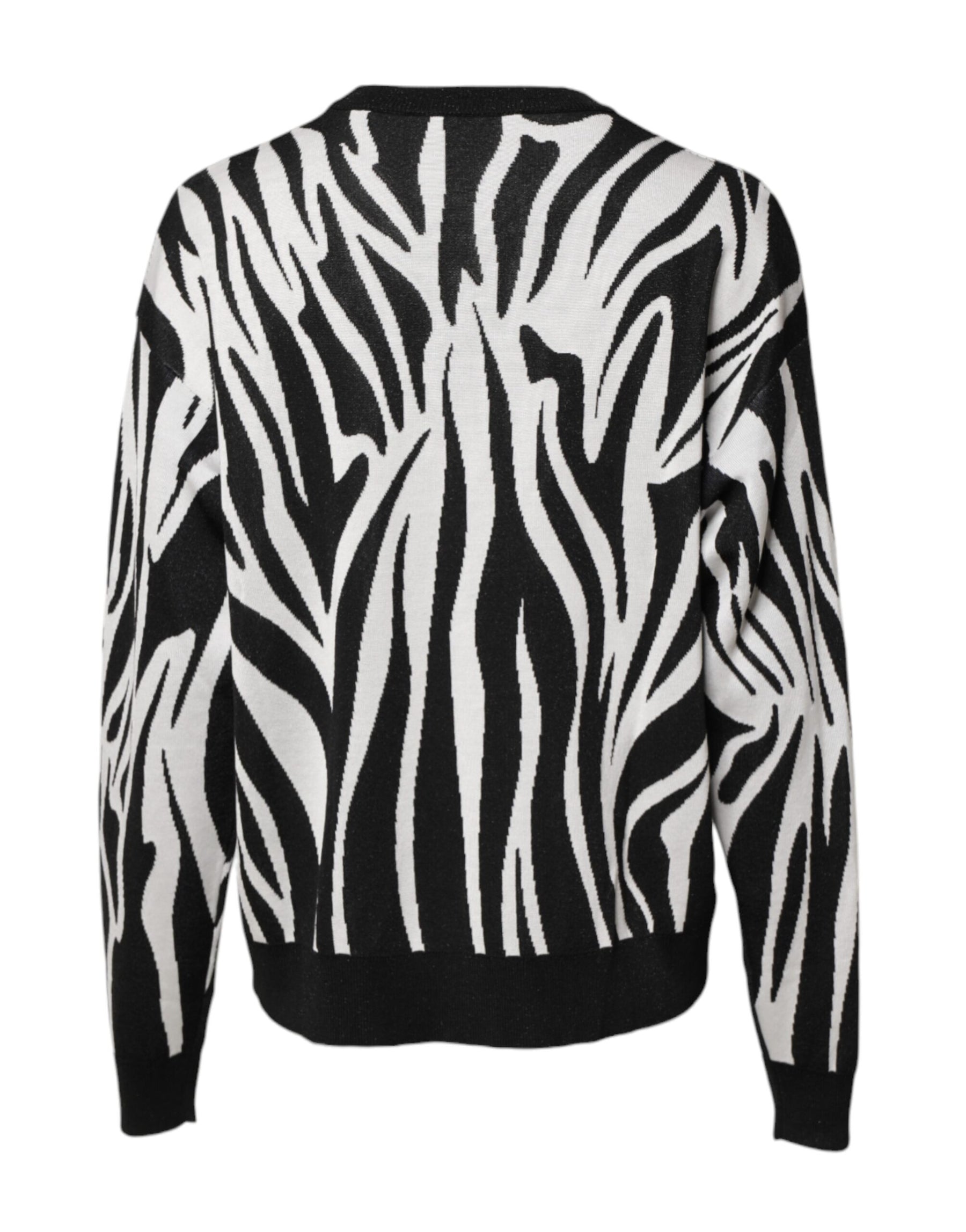 Dolce & Gabbana Black White Print Women Pullover Sweater | Regal Royce