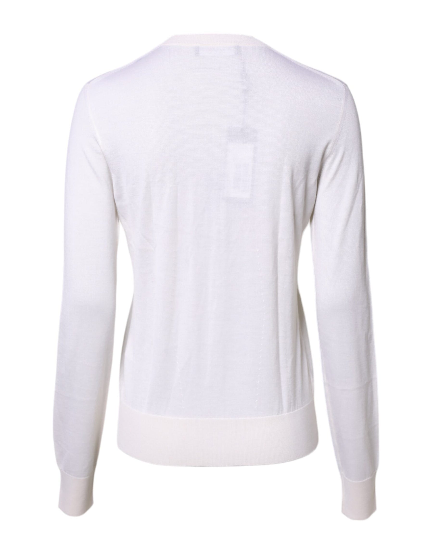 Dolce & Gabbana White Cashmere Crew Neck Top Cardigan Sweater | Regal Royce