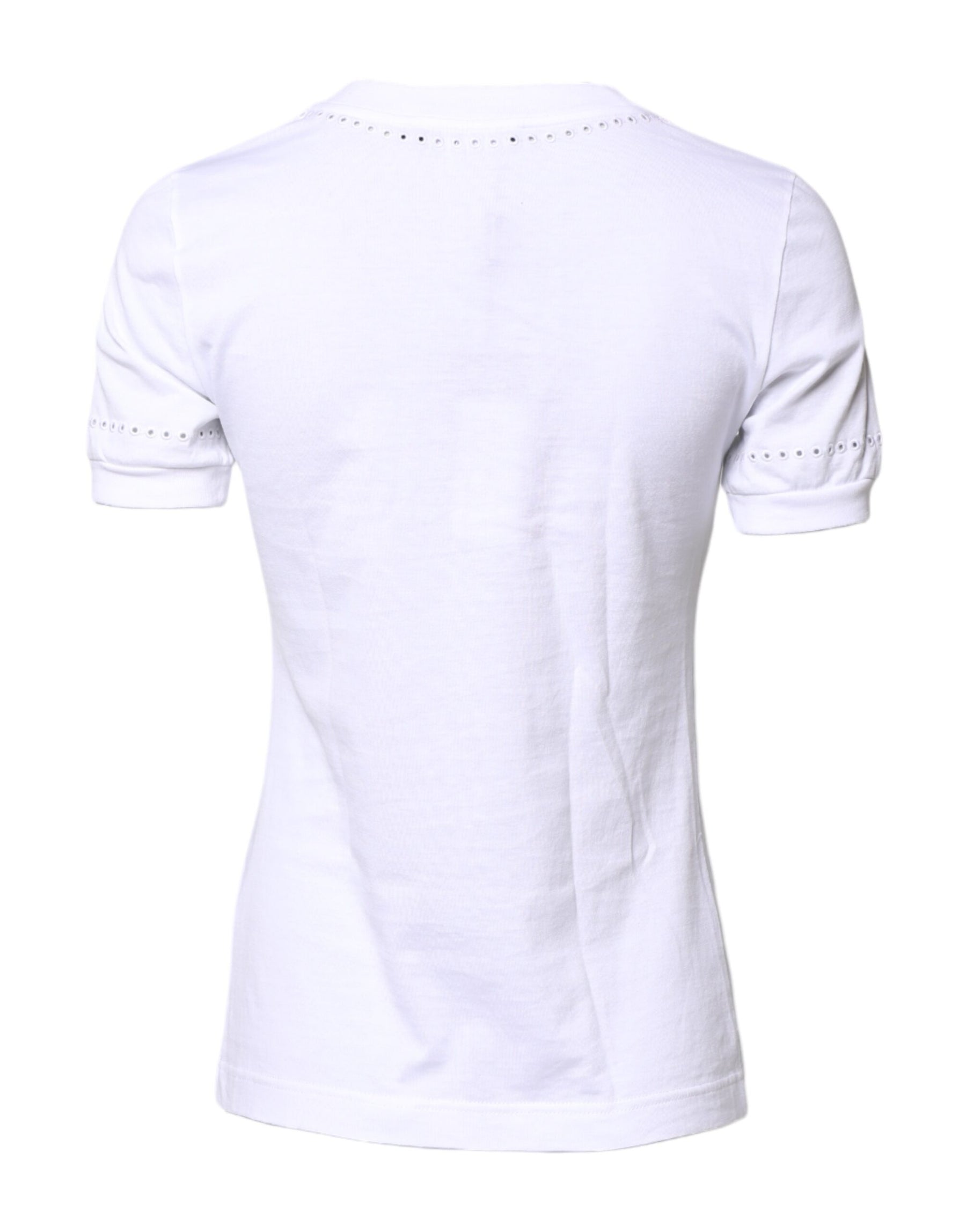 Dolce & Gabbana White Cotton Floral Logo Crew Neck T-shirt | Regal Royce