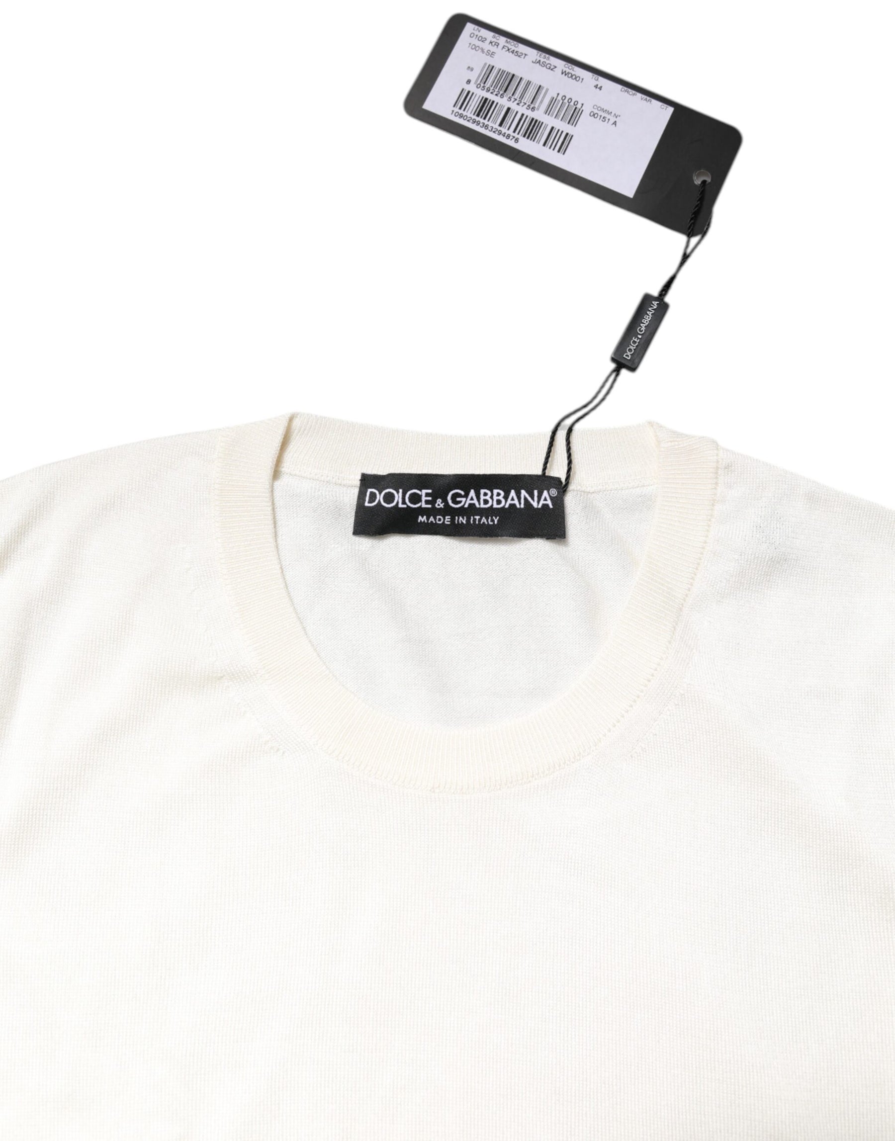 Dolce & Gabbana White Silk Round Neck Sleeveless Tank Top | Regal Royce