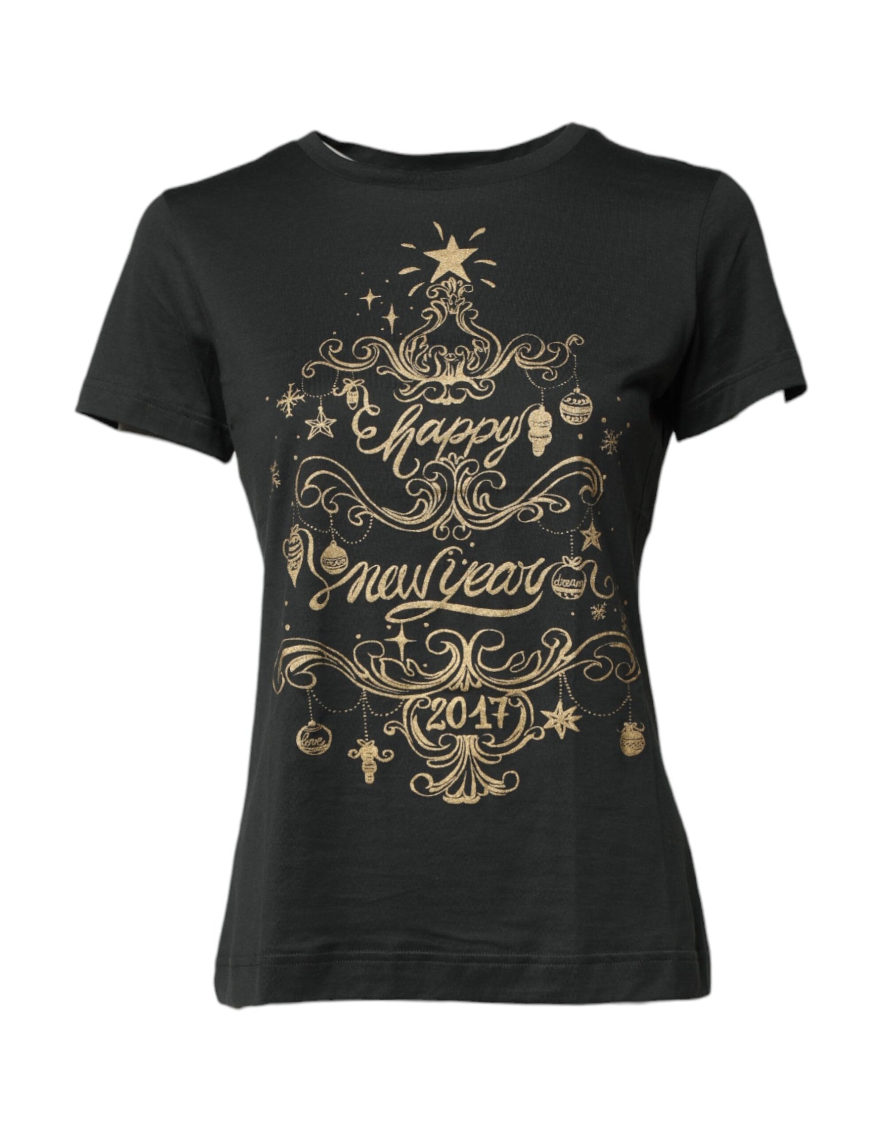Dolce & Gabbana Black Cotton Round Neck Short Sleeve T-shirt | Regal Royce