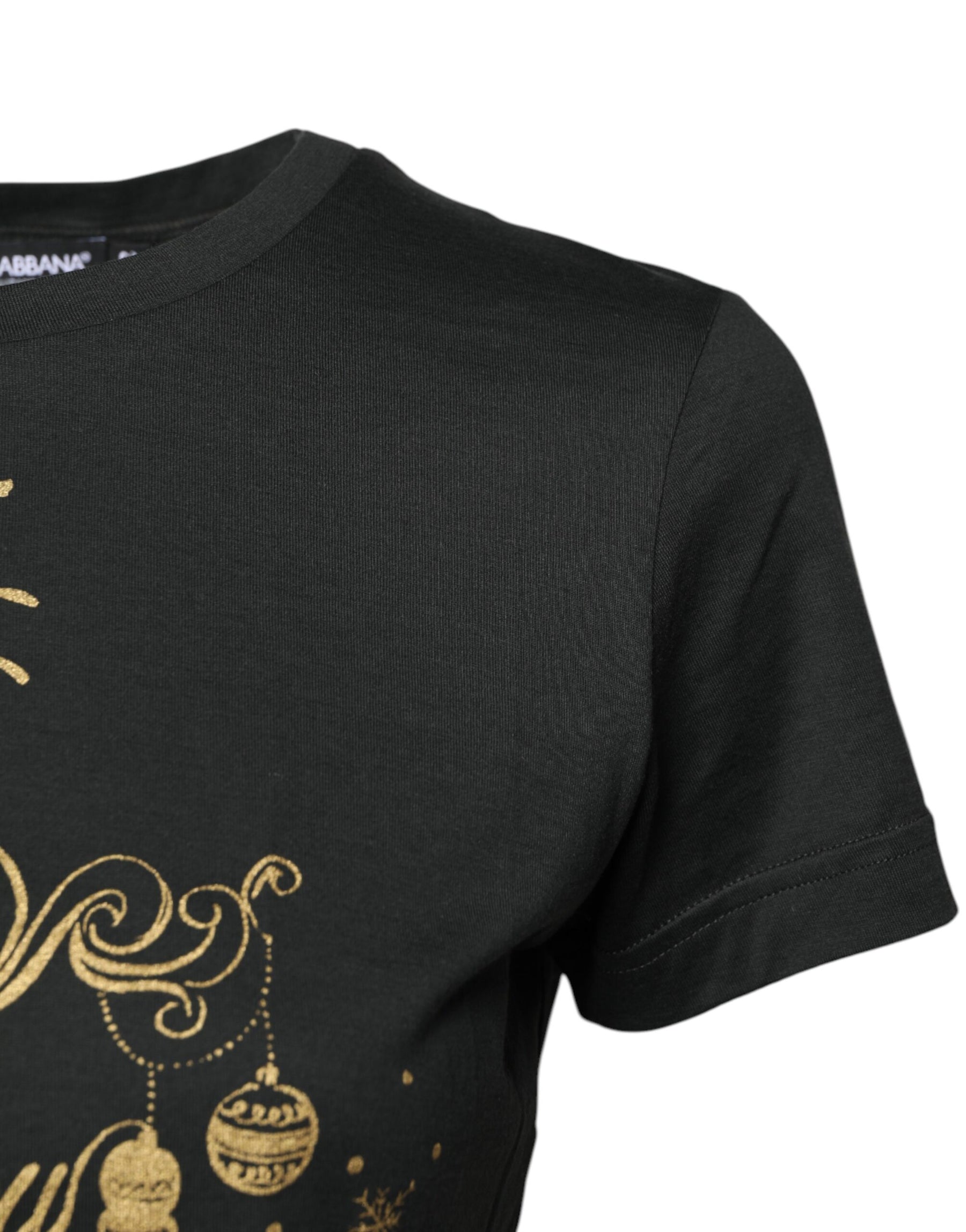 Dolce & Gabbana Black Cotton Round Neck Short Sleeve T-shirt | Regal Royce