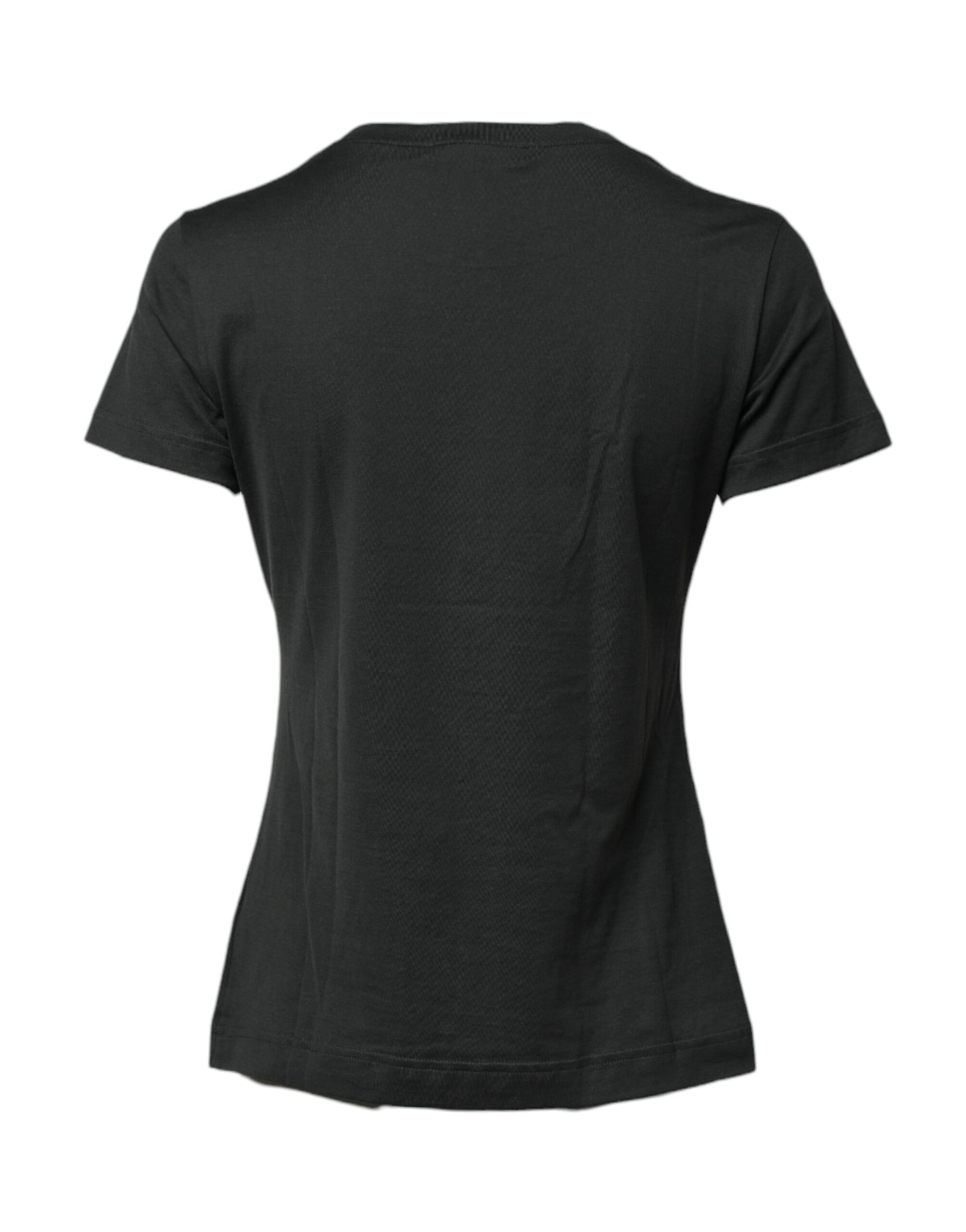 Dolce & Gabbana Black Cotton Round Neck Short Sleeve T-shirt | Regal Royce