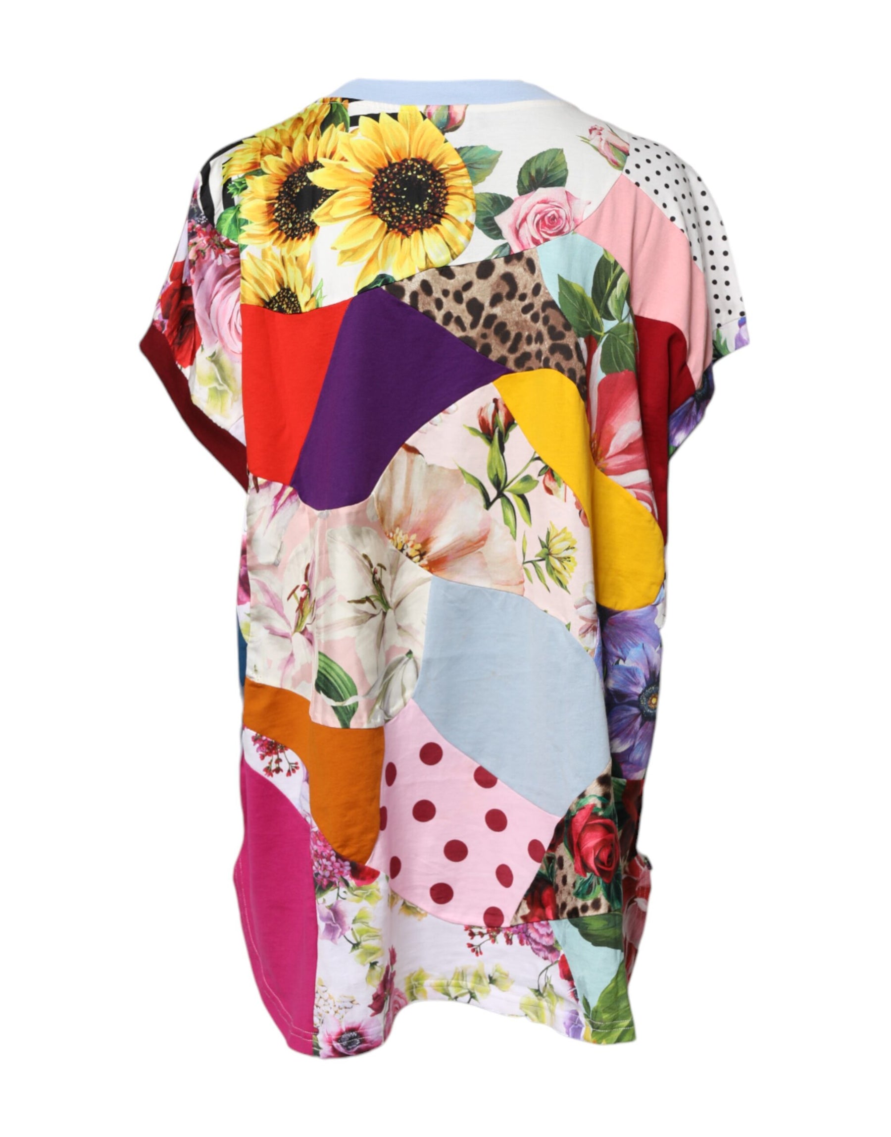 Dolce & Gabbana Multicolor Patchwork Short Sleeve Blouse Top | Regal Royce