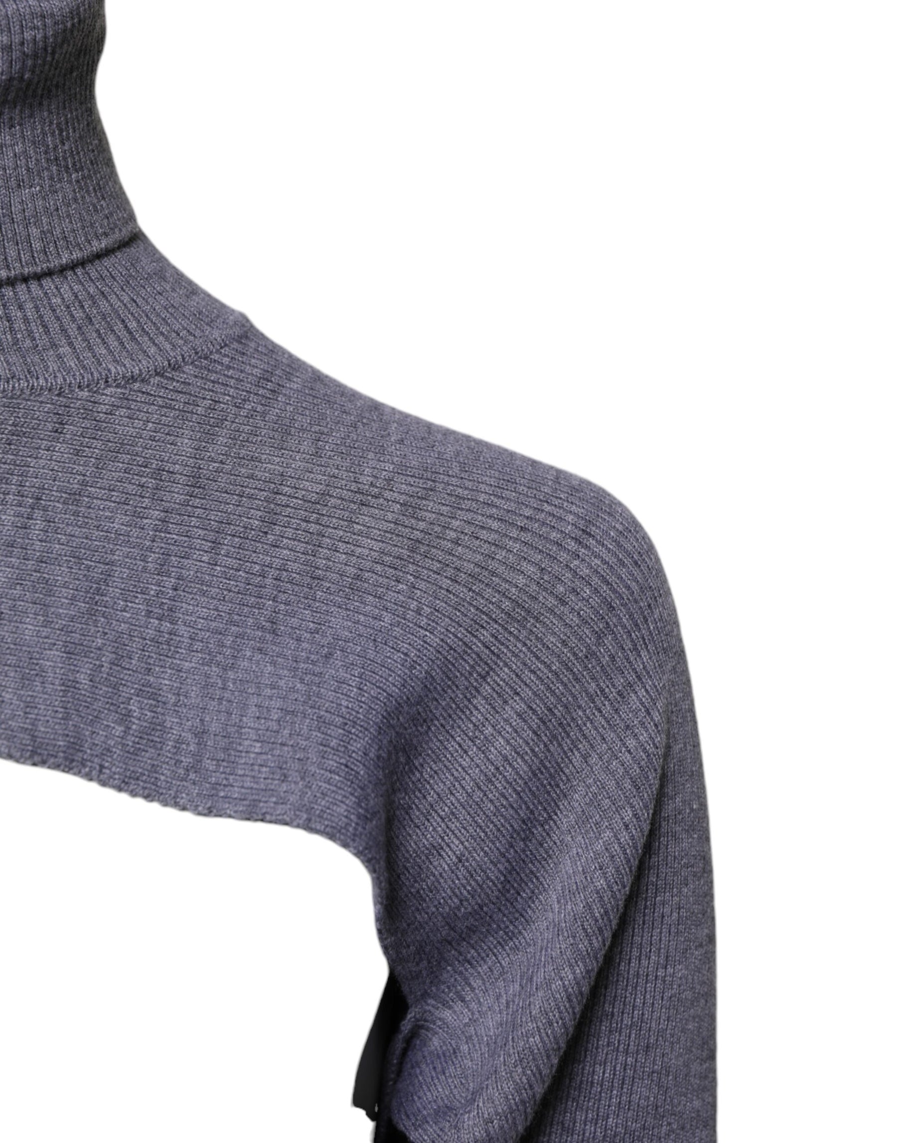 Dolce & Gabbana Gray Wool Knit Turtleneck Cropped Top Sweater | Regal Royce