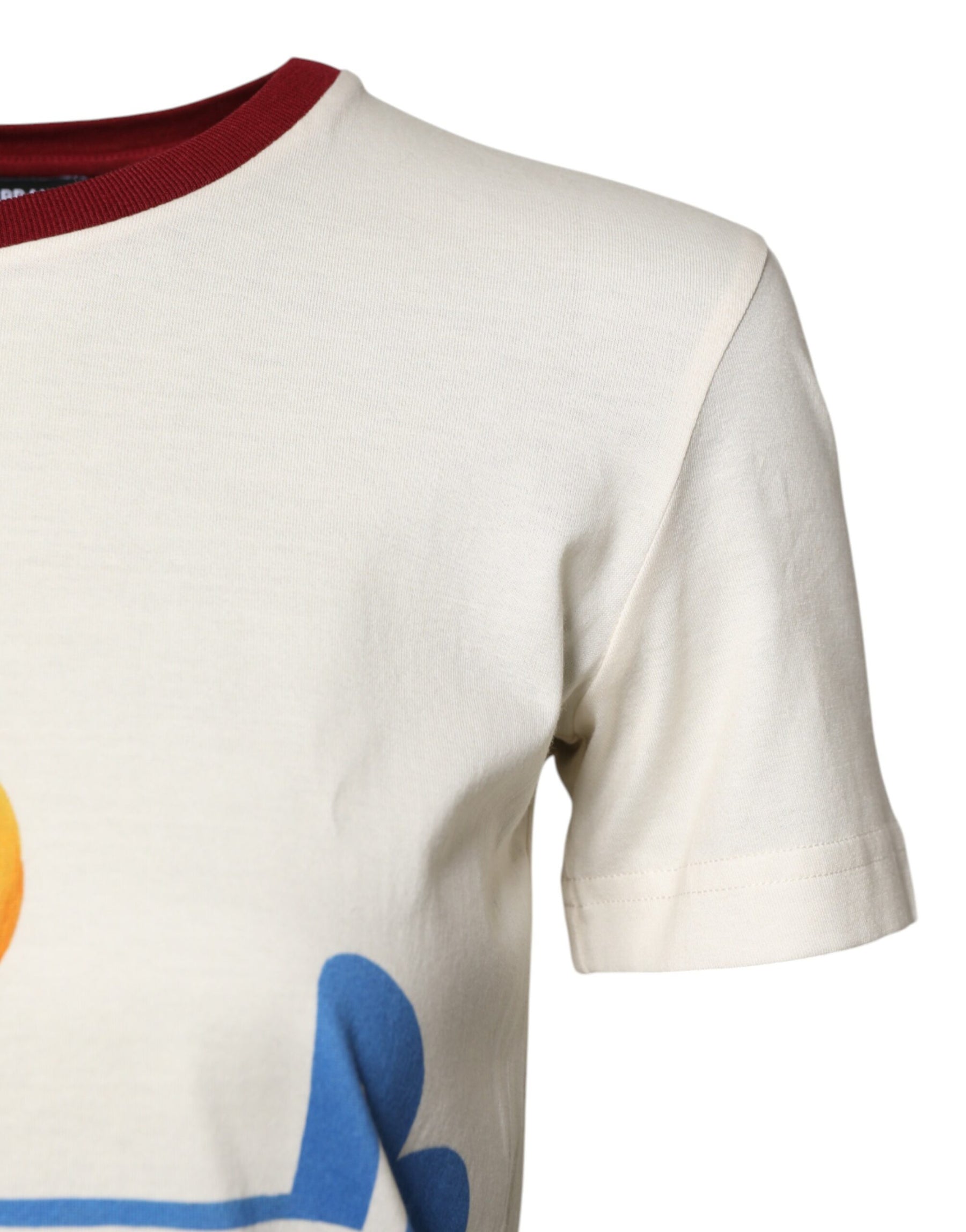 Dolce & Gabbana White Cotton Print Short Sleeves Top T-shirt | Regal Royce