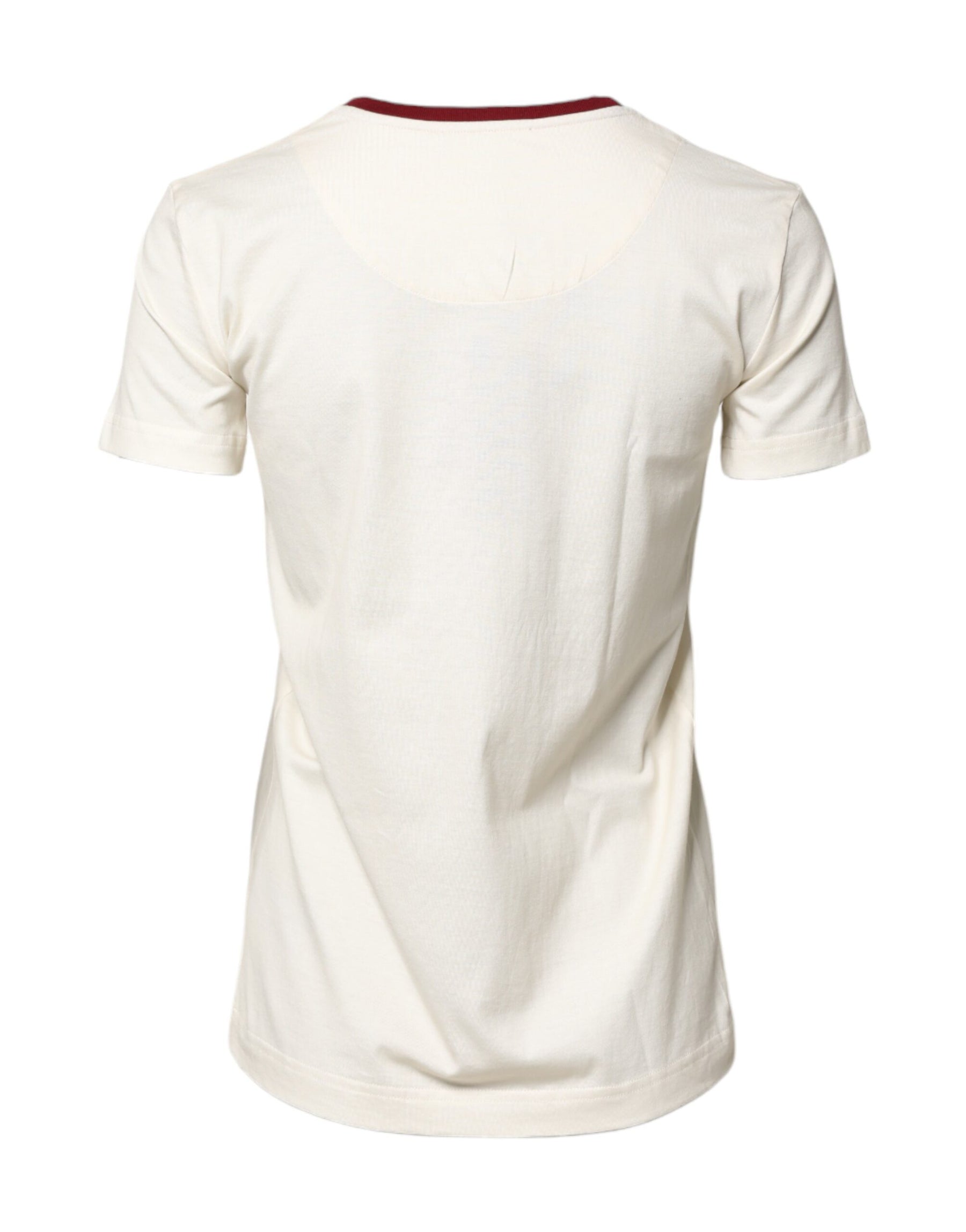 Dolce & Gabbana White Cotton Print Short Sleeves Top T-shirt | Regal Royce